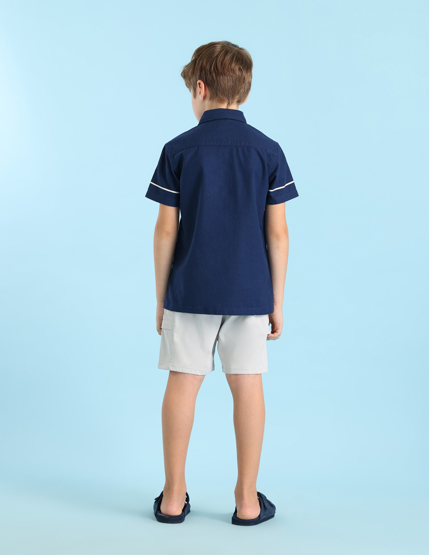 Boys Vertical Striped Boxy Fit Shirt Navy - U.S. POLO ASSN. | Large
