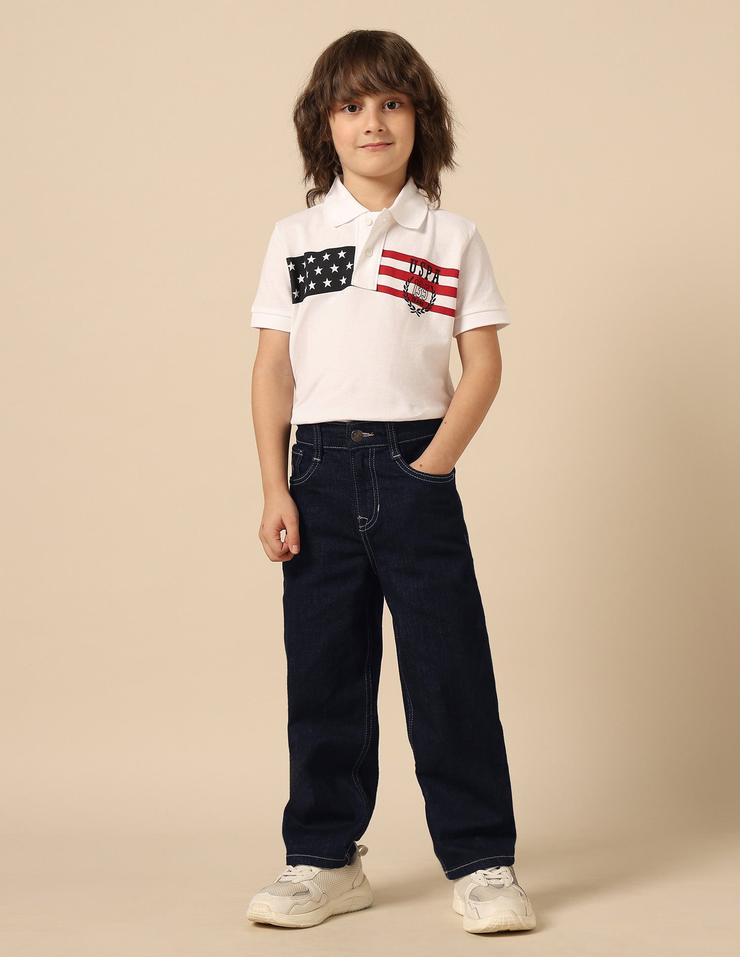 Boys Mid Rise Baggy Fit Jeans Dark Blue - U.S. POLO ASSN. | Large