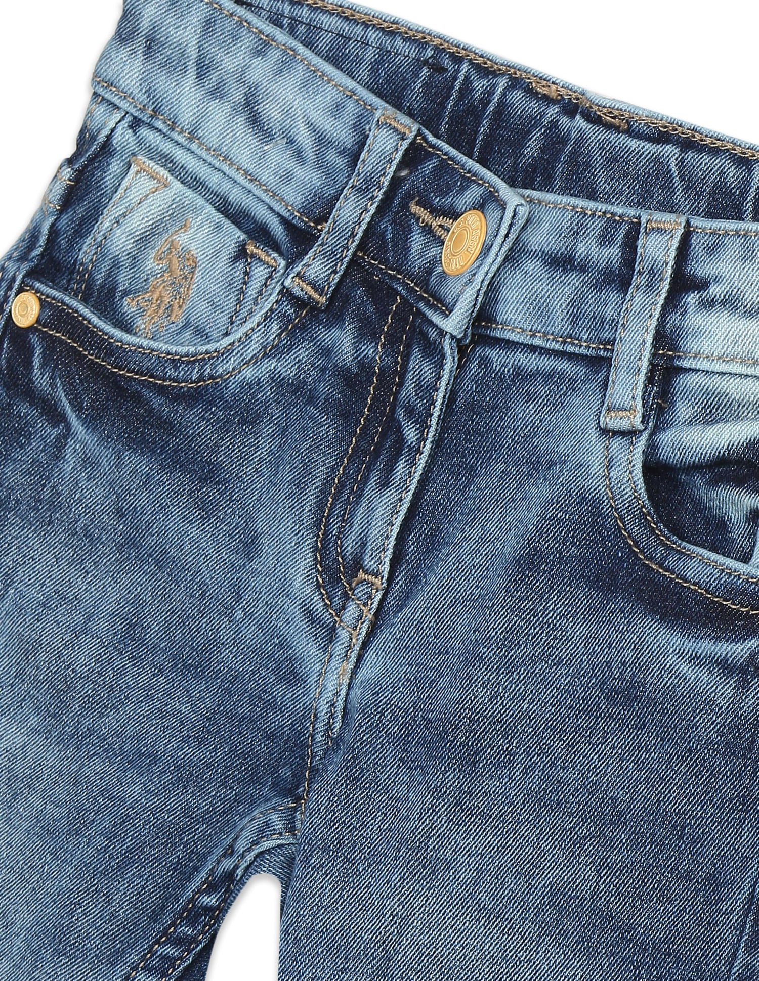 Girls Blue Mid Rise Slim Fit Acid Wash Jeans Blue - U.S. POLO ASSN. | Large