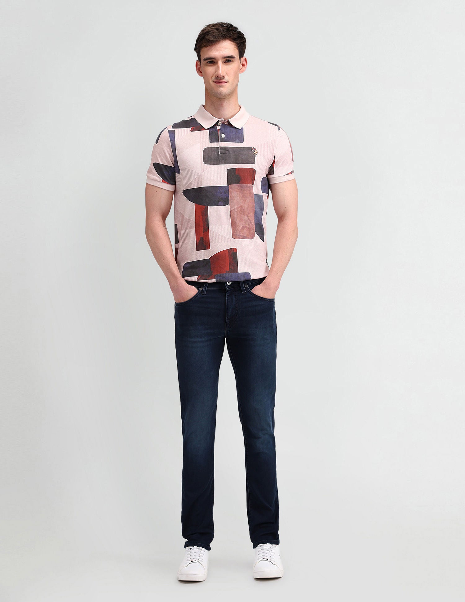 Muscle Fit Abstract Polo Shirt Mauve - U.S. Polo Assn. India | Large