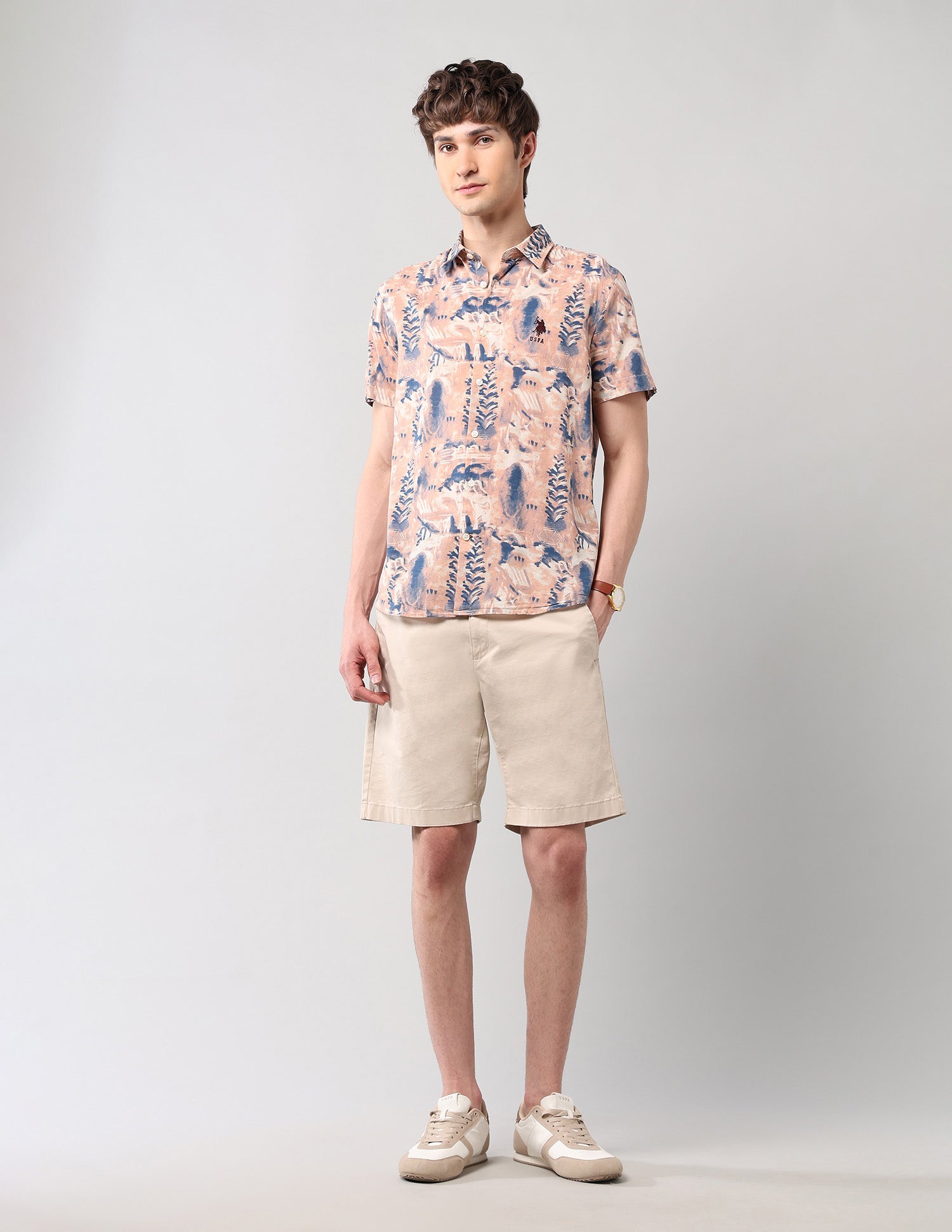 All-Over Printed Regular Fit Shirt Brown - U.S. Polo Assn. India | Large