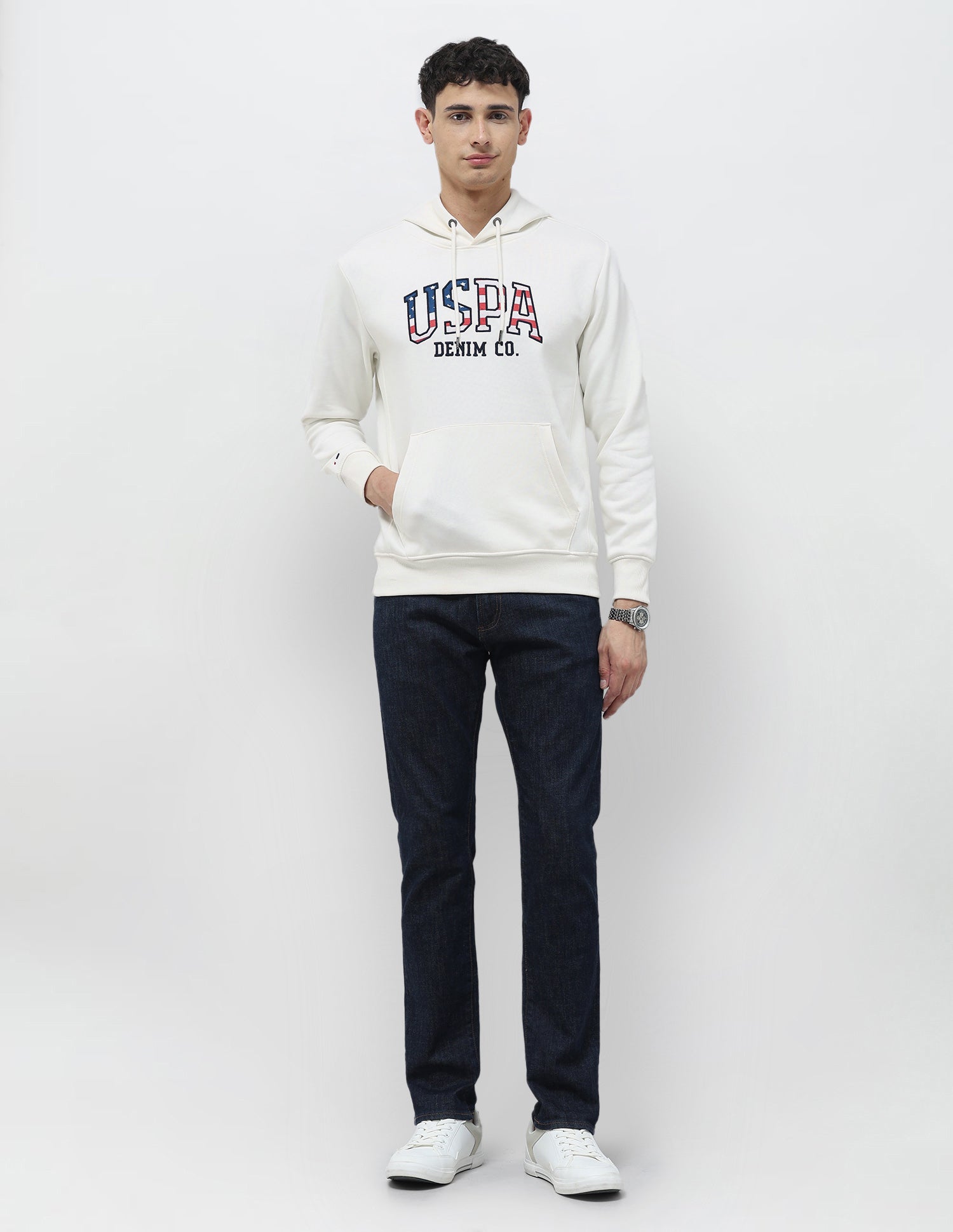Brand Embroidered Regular Fit Sweatshirt Ecru - U.S. POLO ASSN. | Large