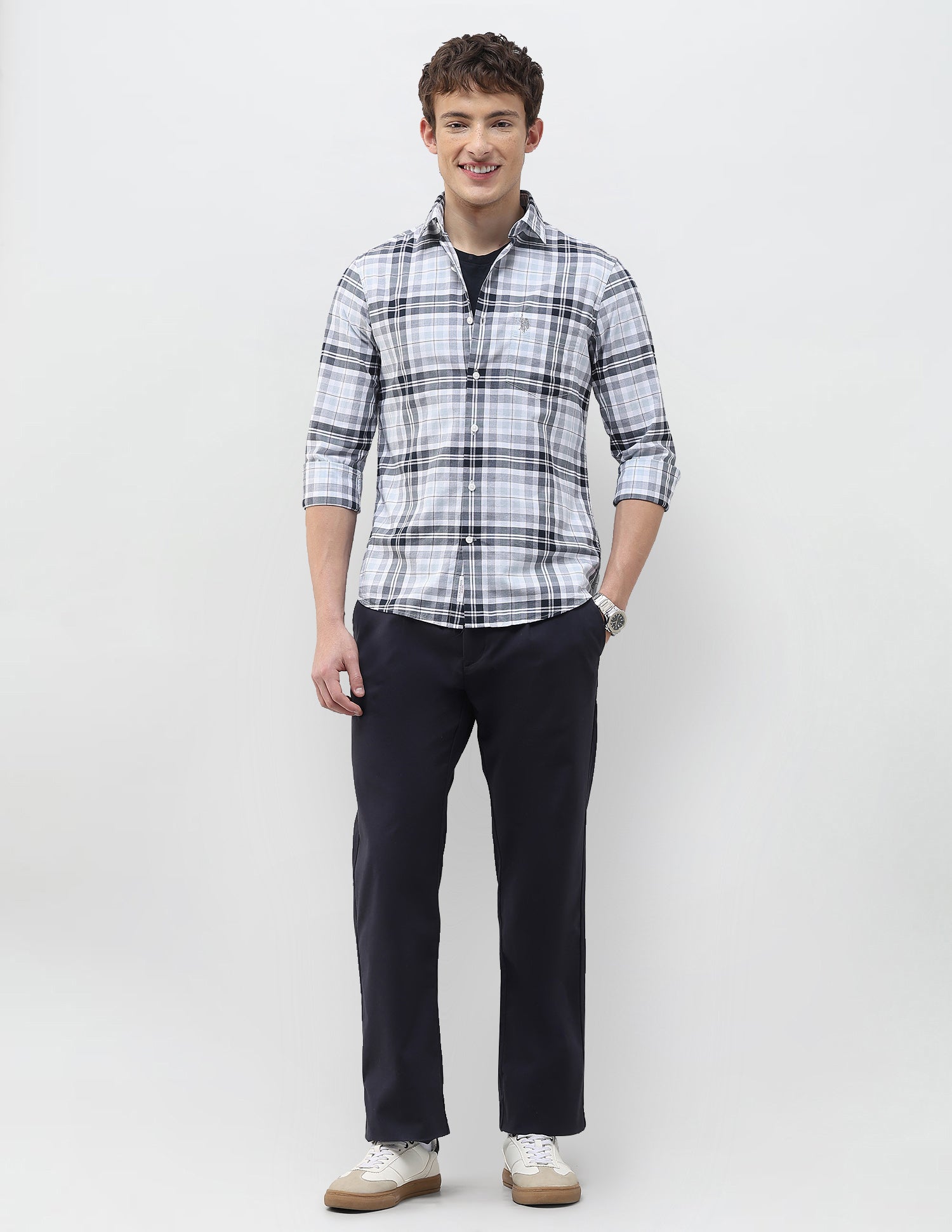 Tartan Checked Regular Fit Shirt Navy - U.S. Polo Assn. India | Large