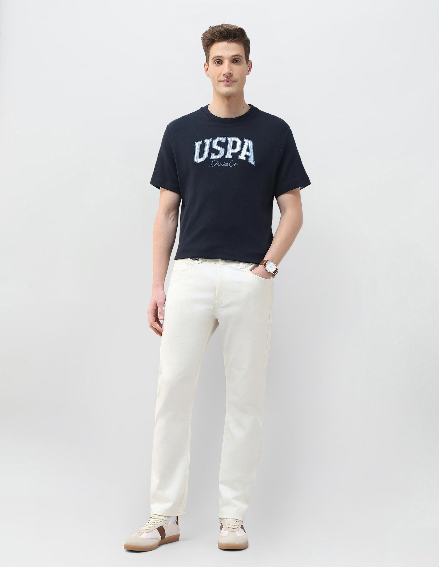 Brand Embroidered Motel On The Coast T-Shirt Navy - U.S. Polo Assn. India | Large