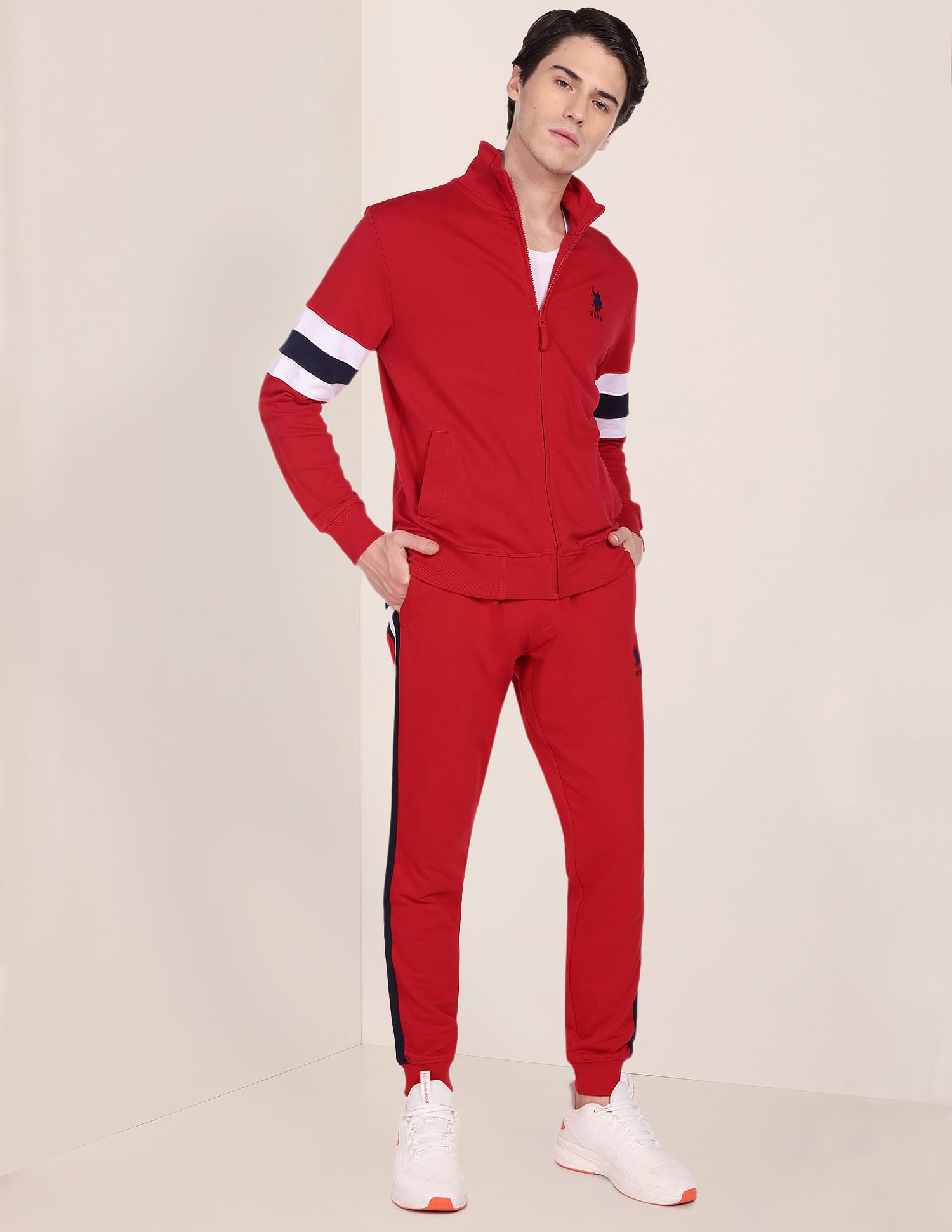 High Neck Zip Up Sweatshirt Red - U.S. POLO ASSN. | Large