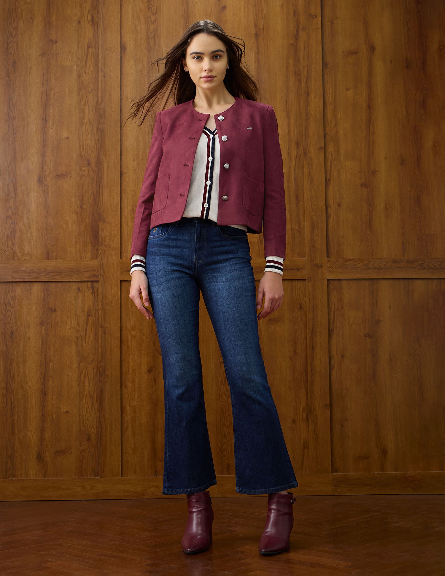 Solid Regular Fit Round Neck Jacket Purple - U.S. POLO ASSN. | Large