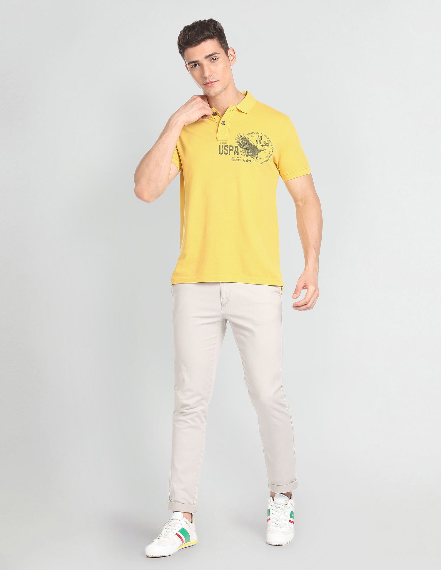 Logo Cotton Polo Shirt Mustard - U.S. POLO ASSN. | Large