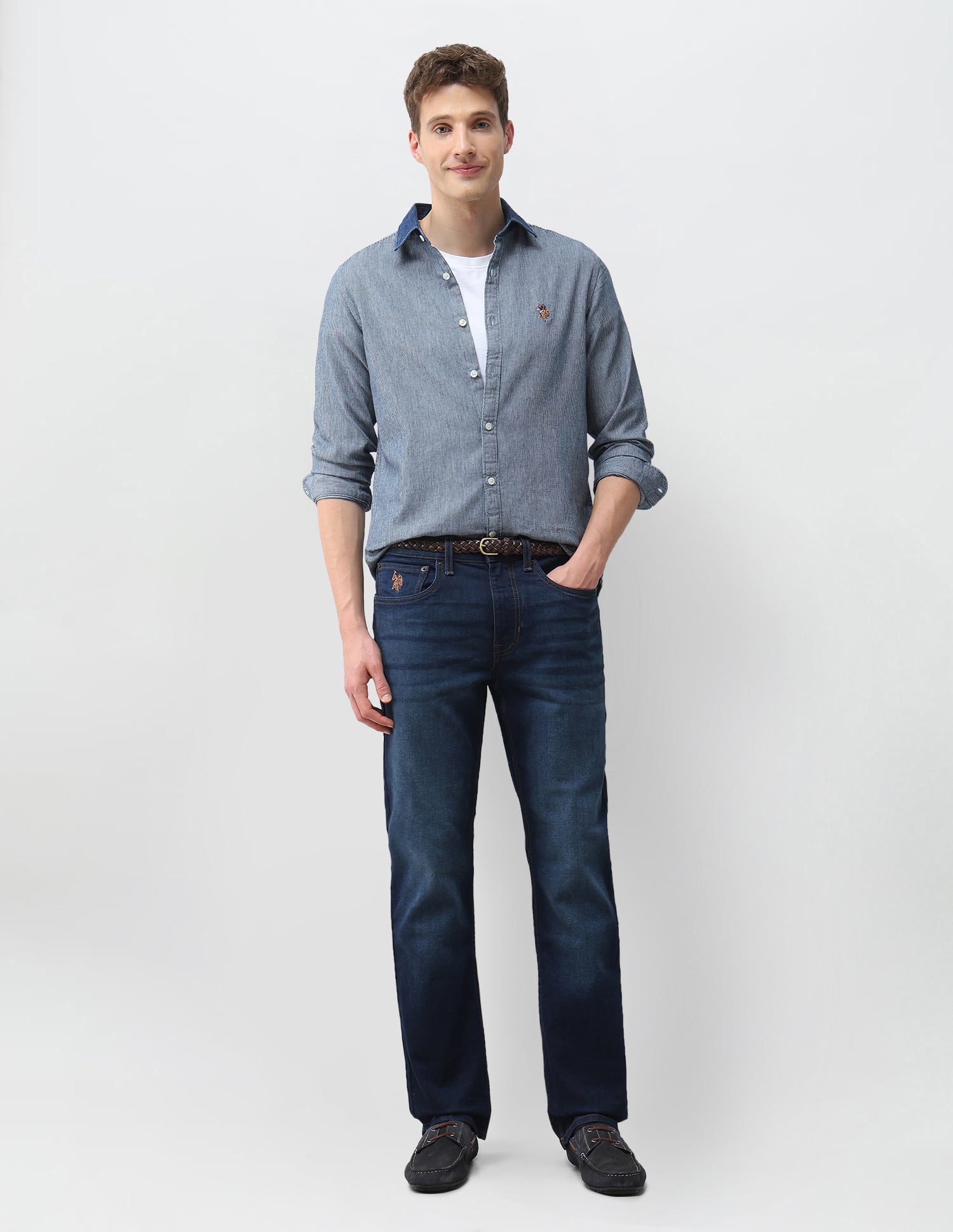 Vertical Striped Twill Shirt Indigo - U.S. Polo Assn. India | Large