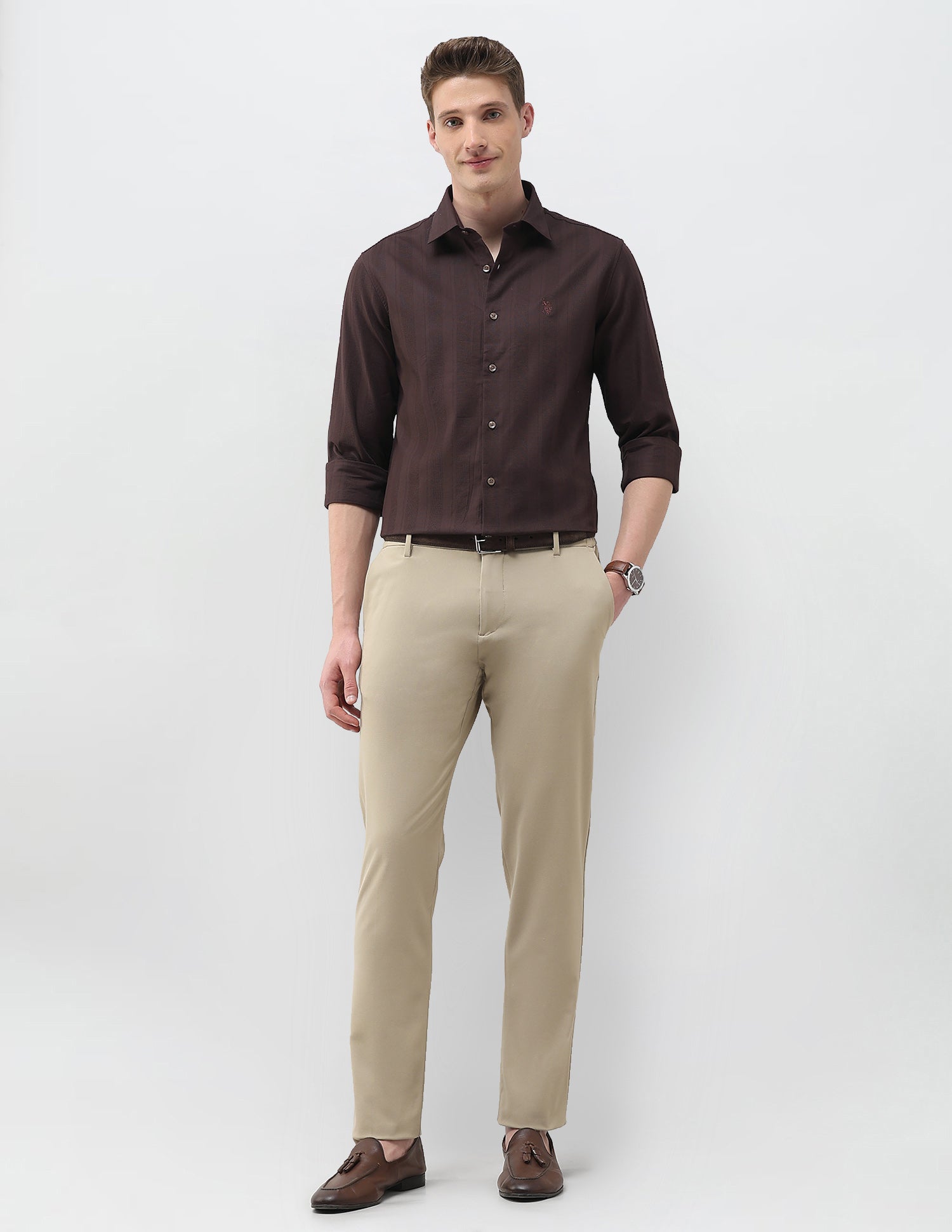 Dobby Textured Shirt Choco - U.S. Polo Assn. India | Large