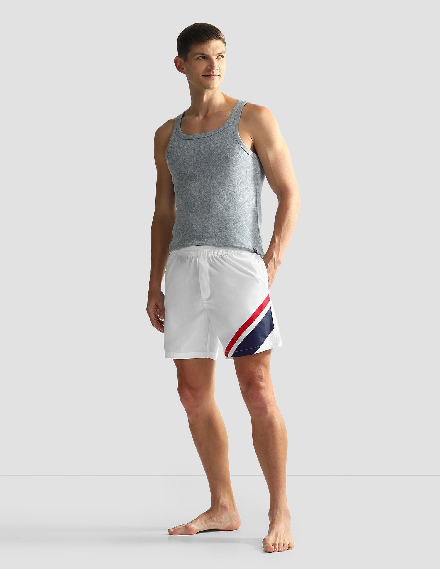 Mid Rise Solid OEX06 Shorts - Pack Of 1 White Paneled - U.S. POLO ASSN. | Large