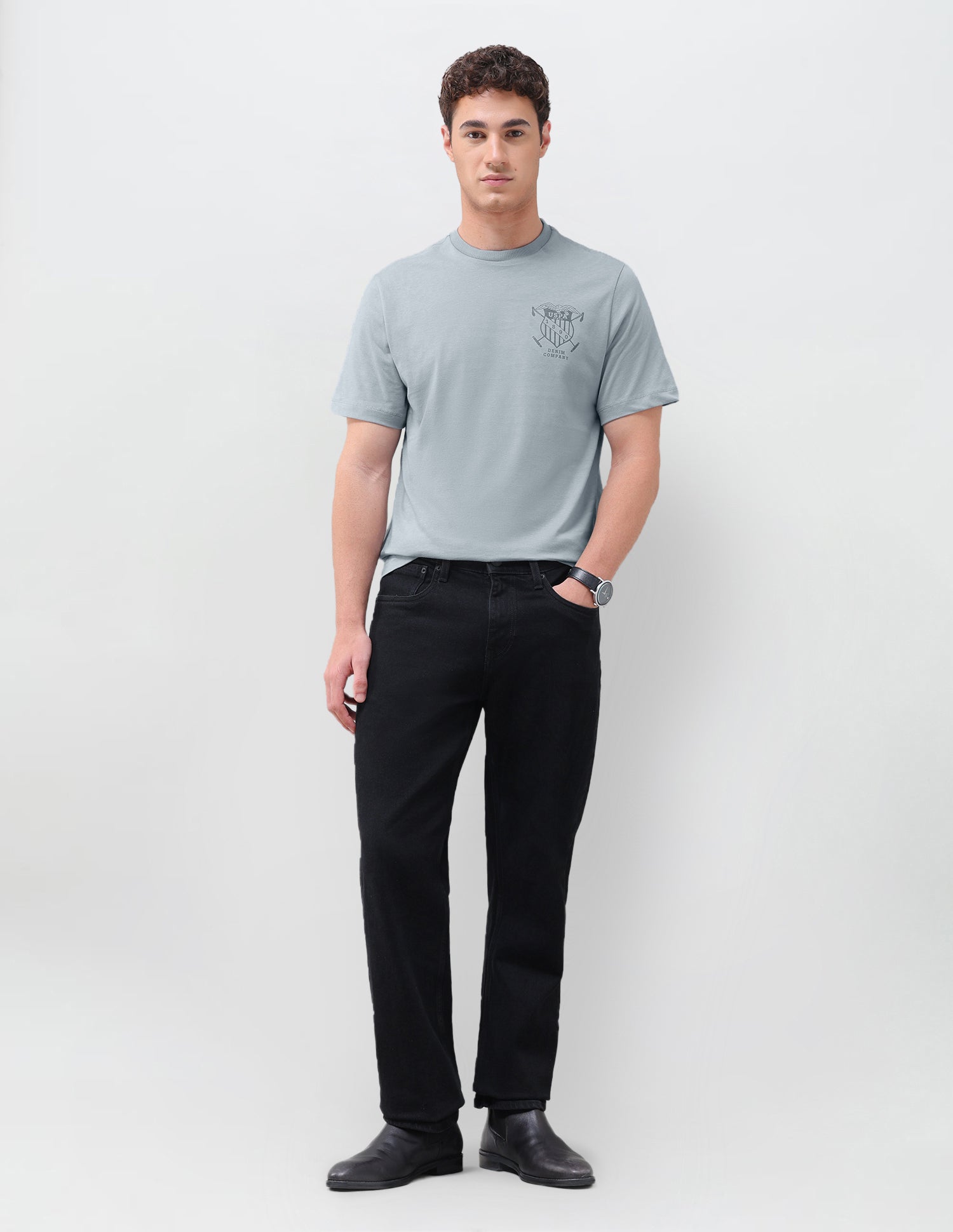 Graphic Brand Printed Relaxed Fit T-Shirt Grey - U.S. Polo Assn. India | Large