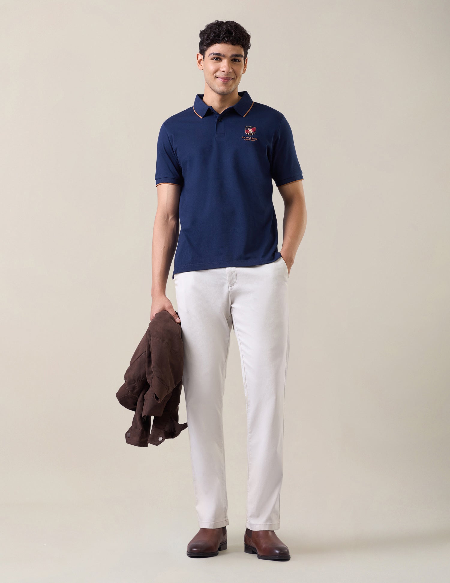Solid Slim Fit Polo Shirt Blue - U.S. Polo Assn. India | Large