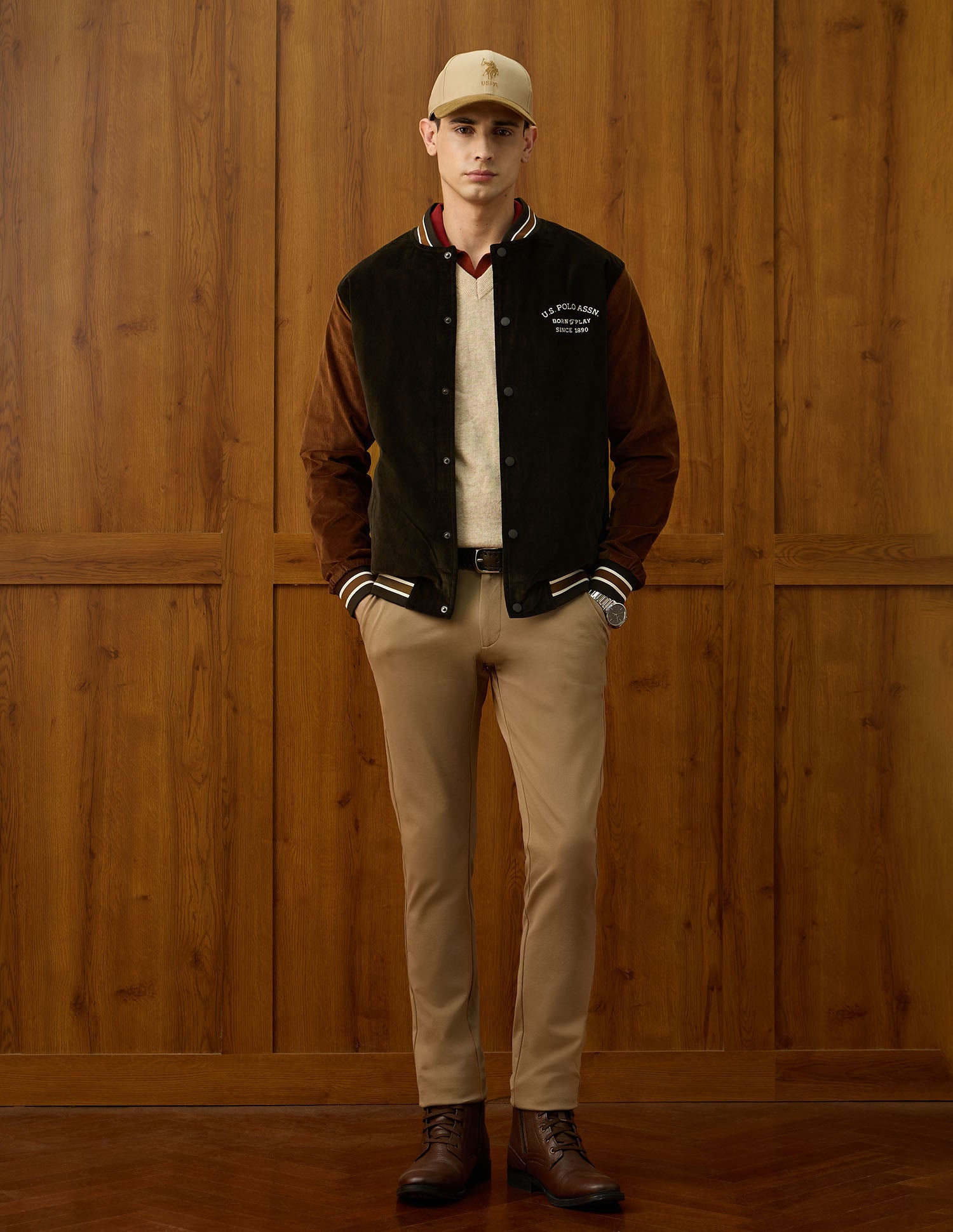 Regular Fit Varsity Theatre Varsity Jacket Olive - U.S. POLO ASSN. | Large