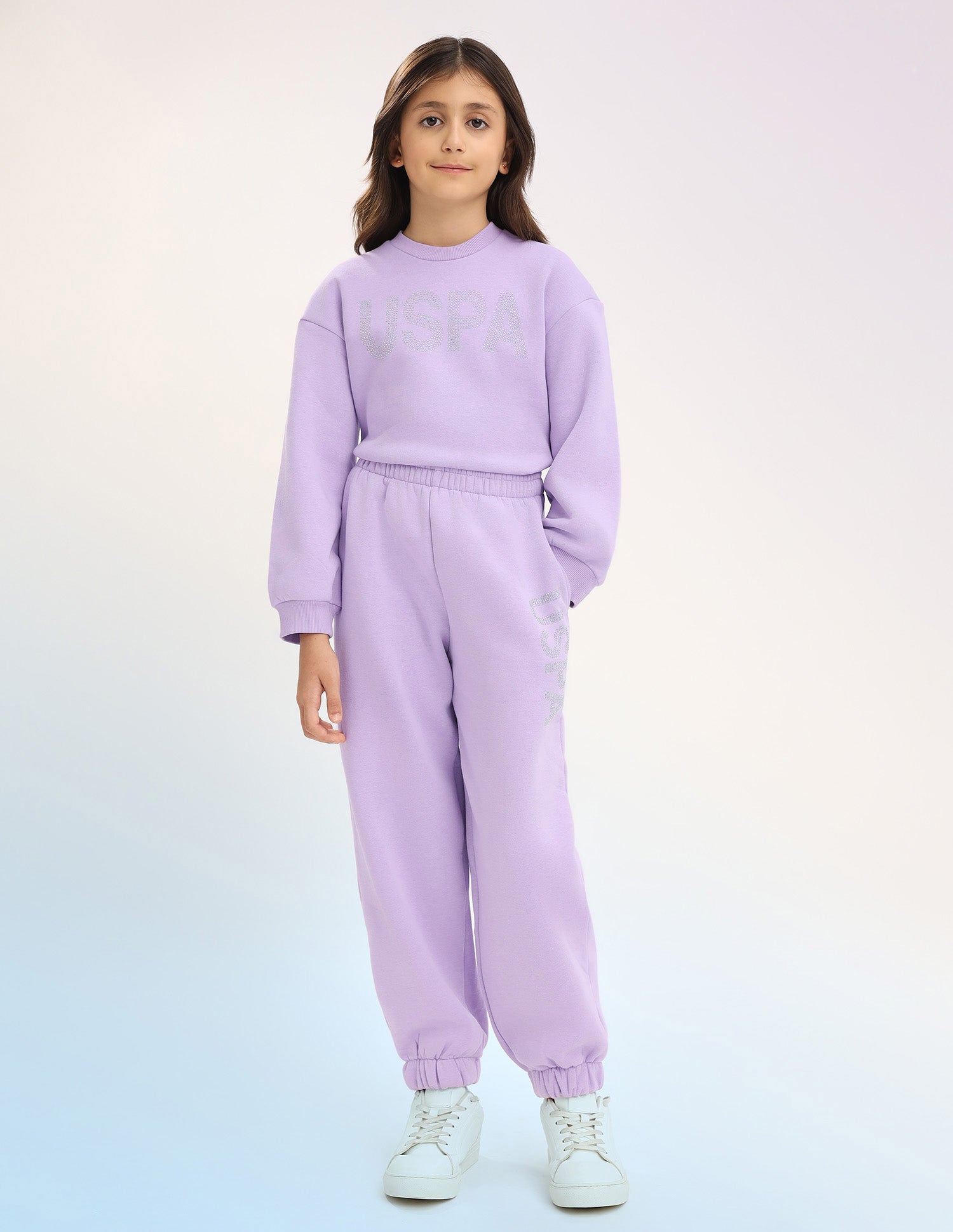 Girls Solid Regular Fit Joggers Light Purple - U.S. POLO ASSN. | Large