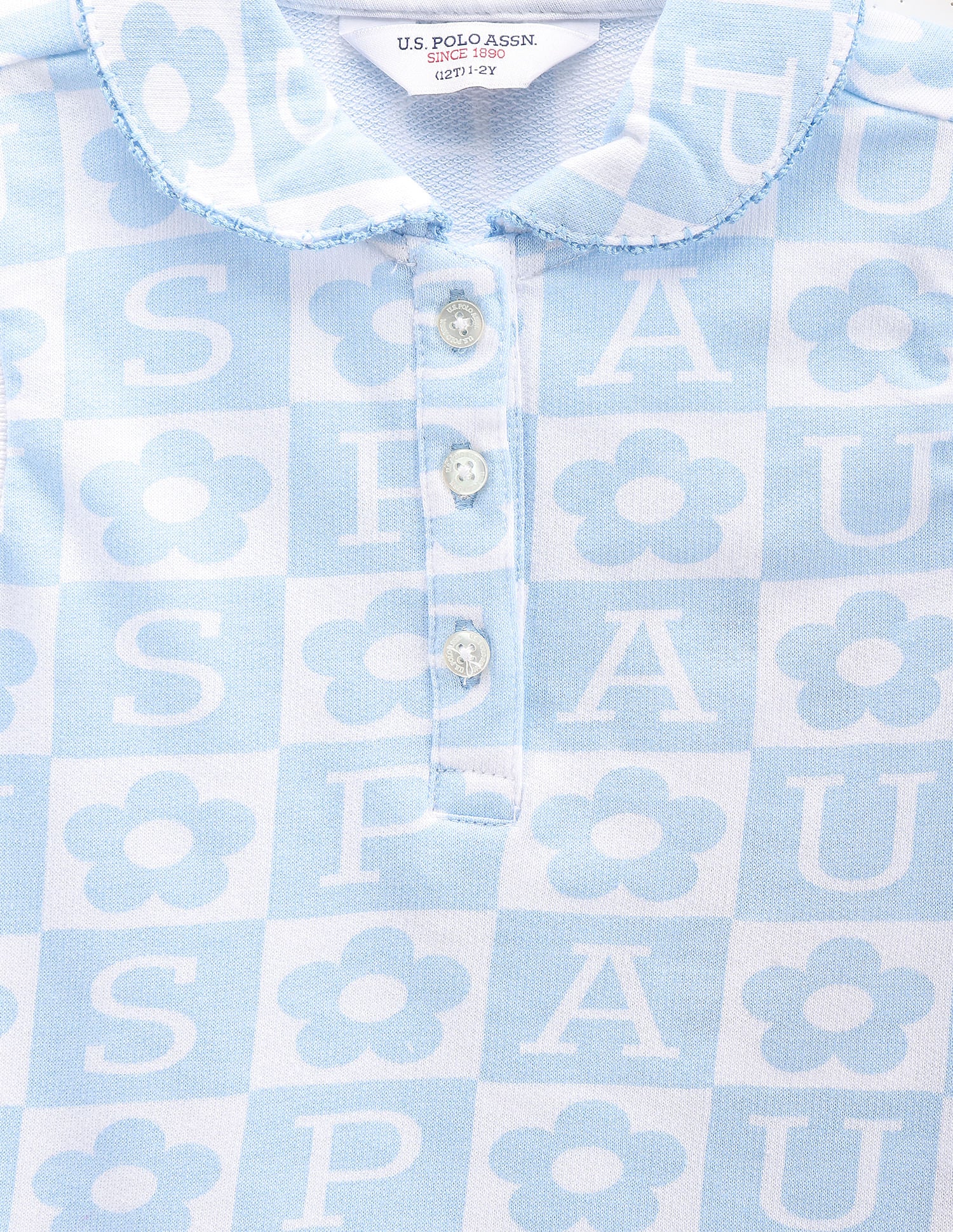 Girls Brand Print Cotton Polo Shirt Blue - U.S. POLO ASSN. | Large