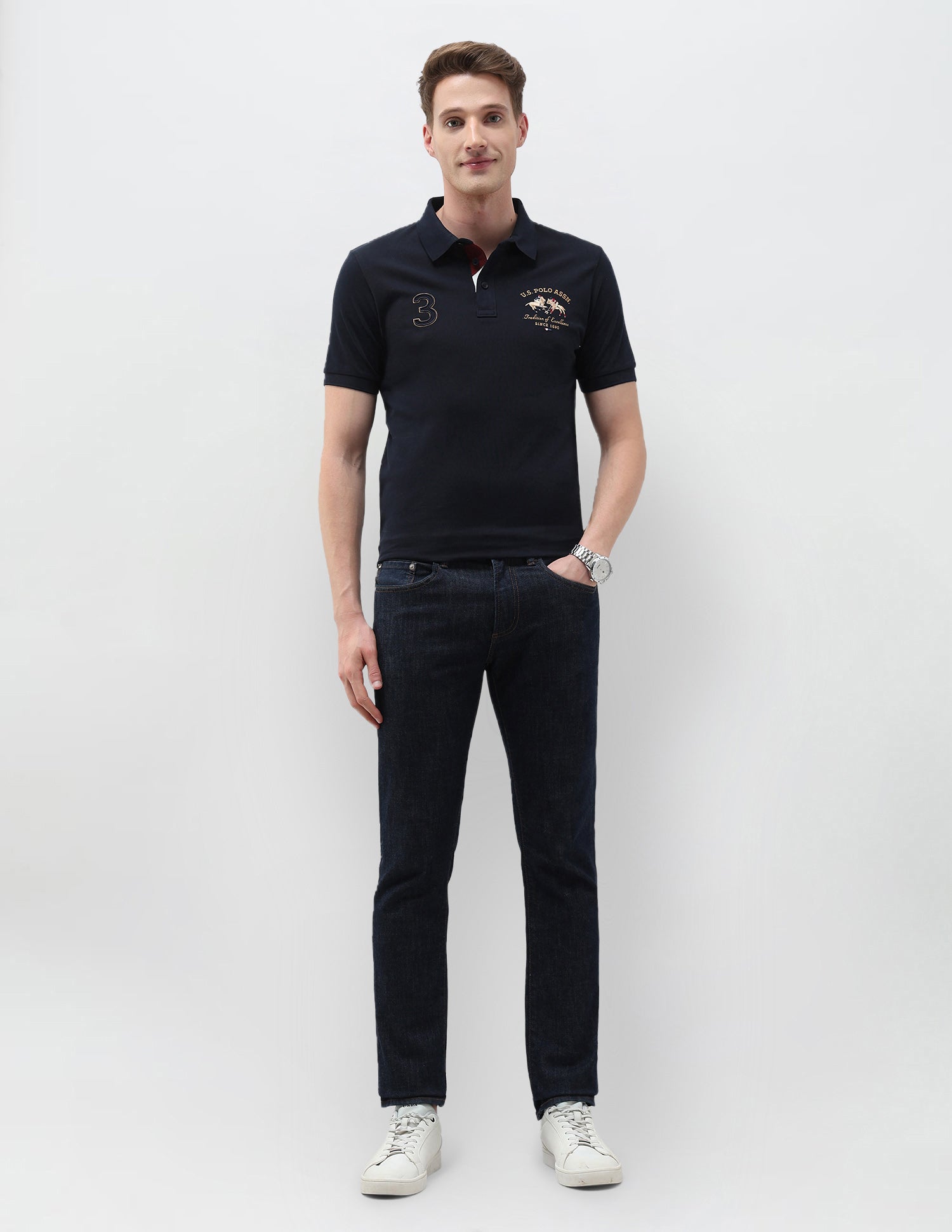 Numeric Brand Embroidered Regular Fit Polo Shirt Navy - U.S. Polo Assn. India | Large