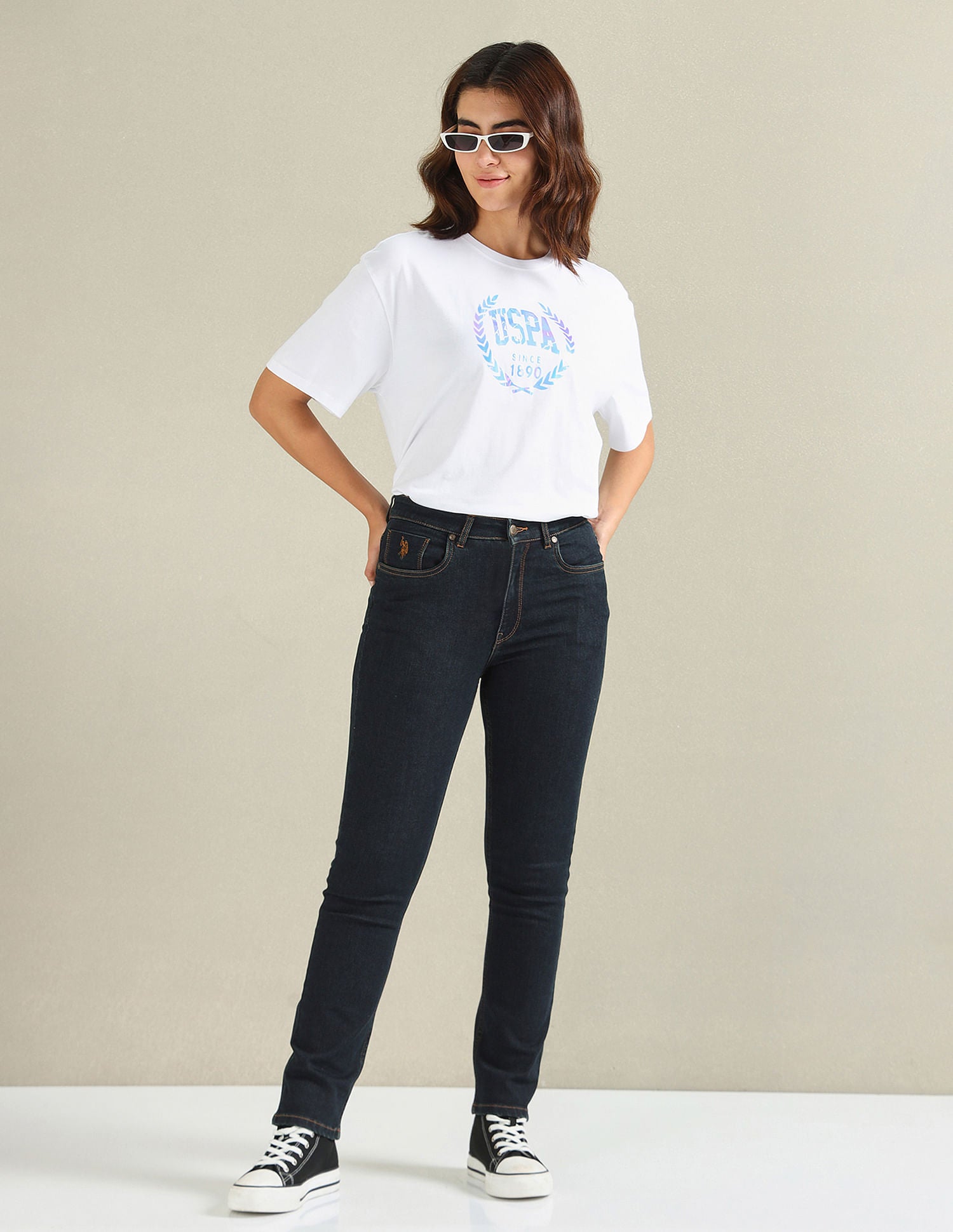 Brand Print Boxy T-Shirt White - U.S. POLO ASSN. | Large