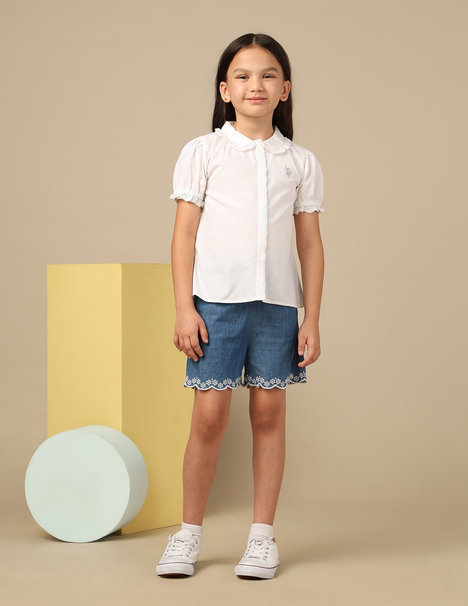 Girls Schiffli Top White - U.S. POLO ASSN. | Large