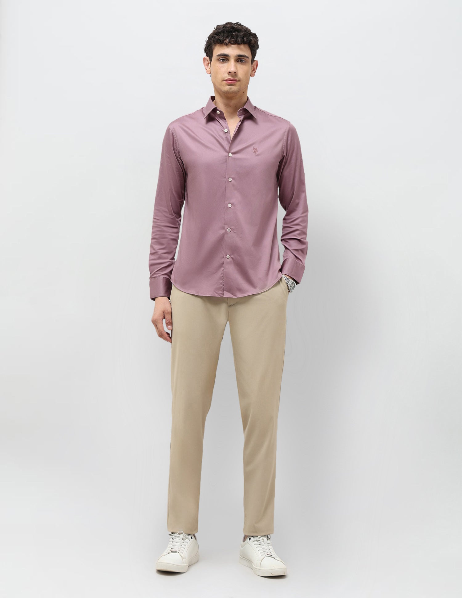 Satin Tailored Fit Shirt Pink - U.S. POLO ASSN. | Large