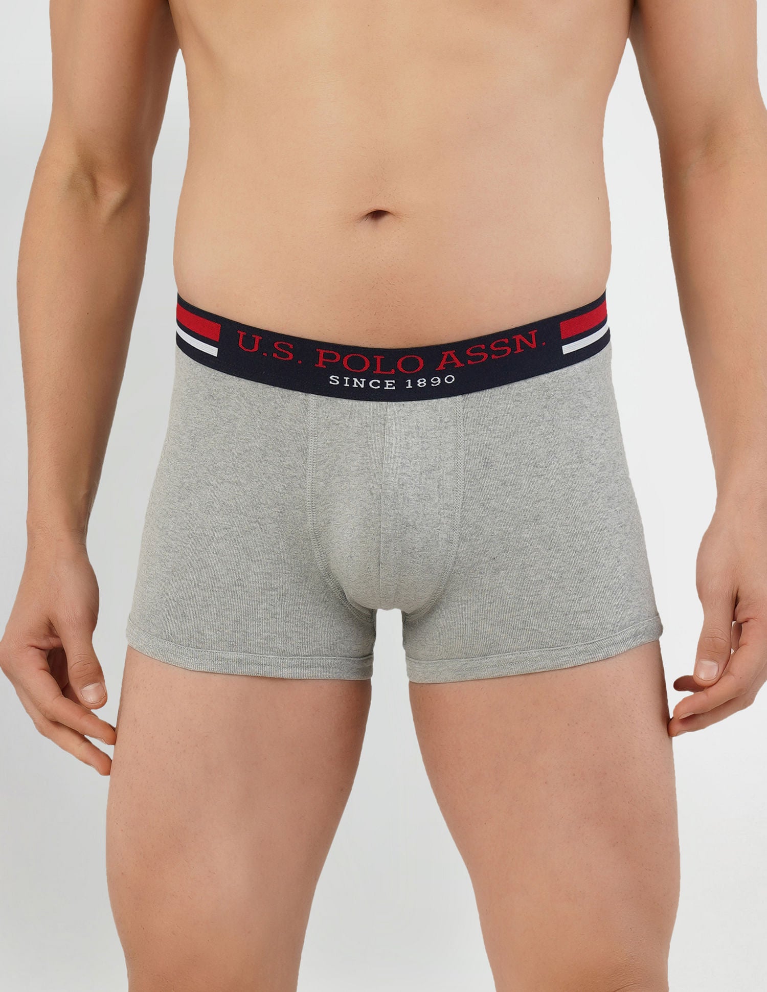 Pure Cotton Contrast Waist I641 Trunks - Pack Of 1 Grey - U.S. POLO ASSN. | Large