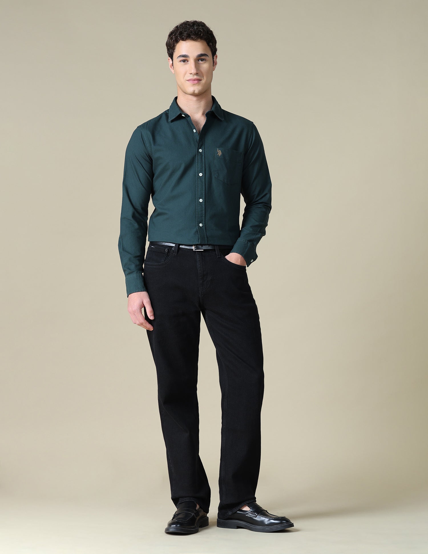 Solid Oxford Shirt Teal - U.S. Polo Assn. India | Large