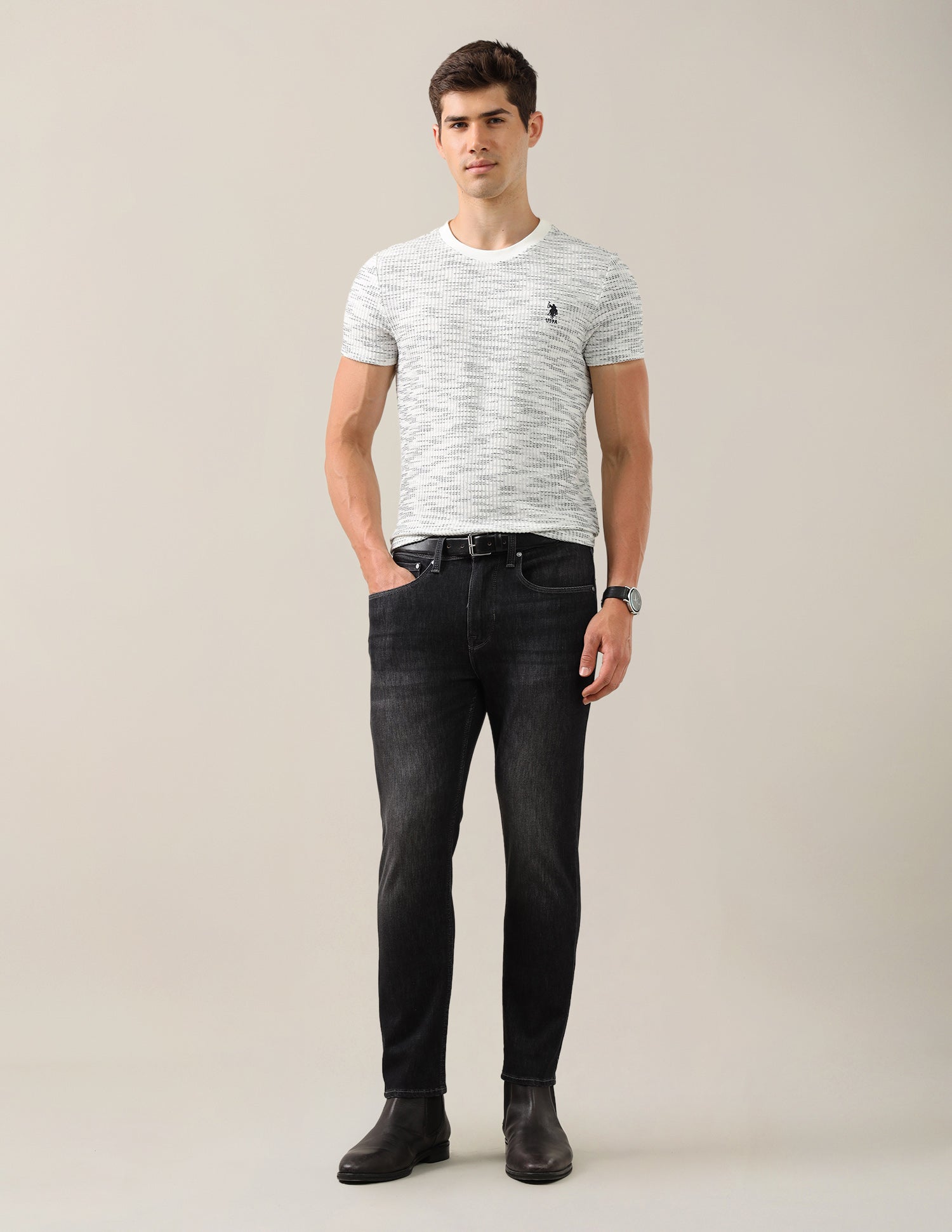 Cole Comfort Cropped Fit Black Jeans Black - U.S. Polo Assn. India | Large