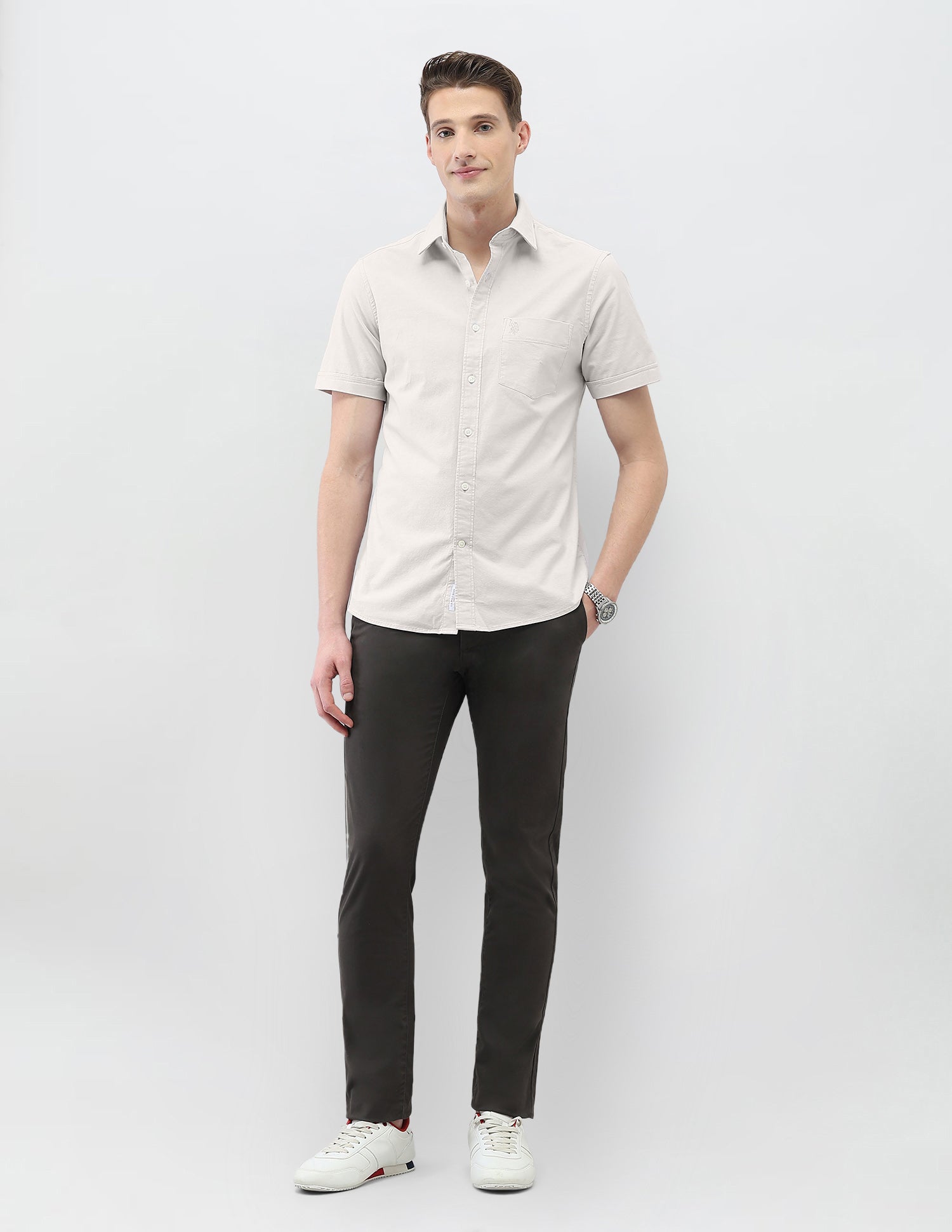 Casa De Campo Regular Fit Shirt Ivory - U.S. Polo Assn. India | Large