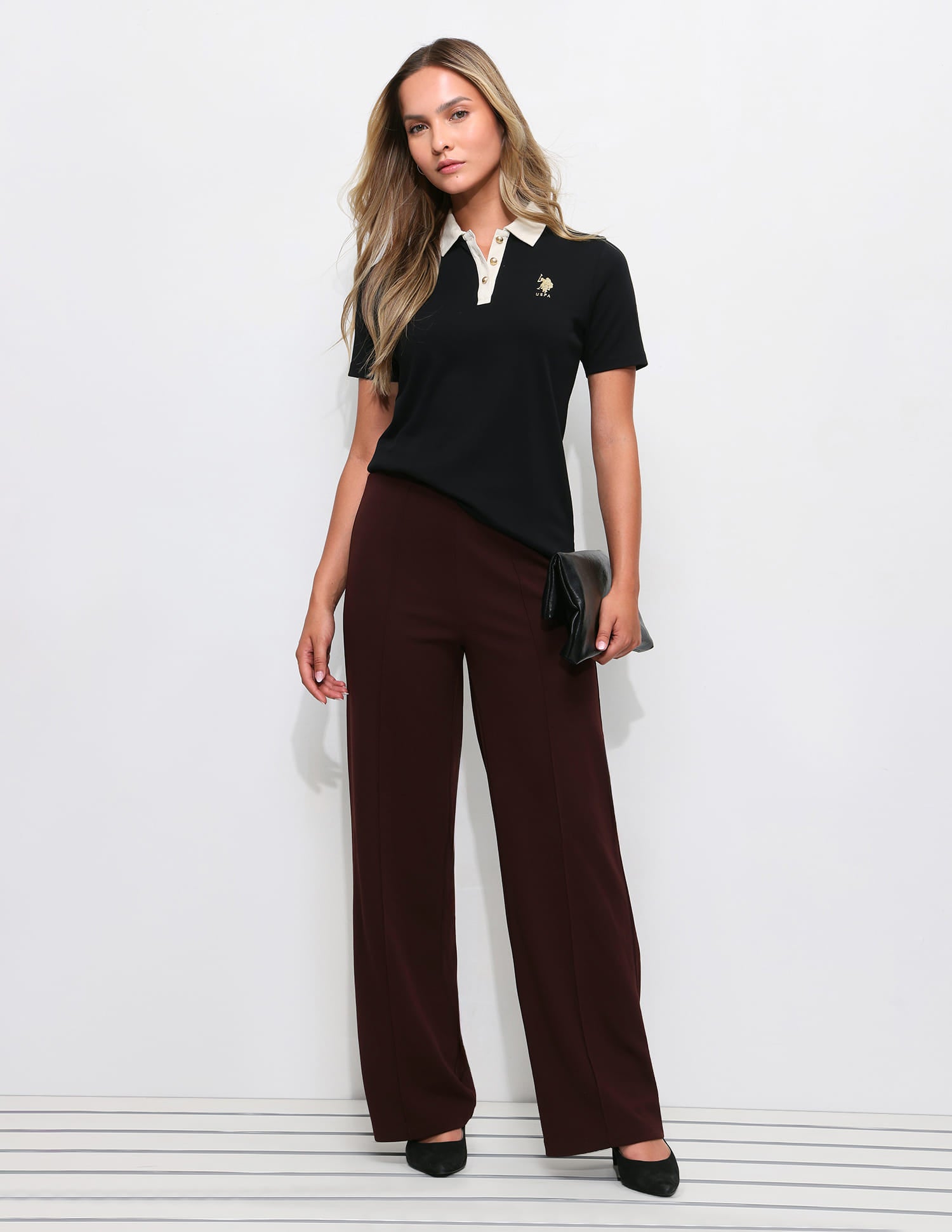 Contrast Collar Regular Fit Polo Shirt Black - U.S. Polo Assn. India | Large