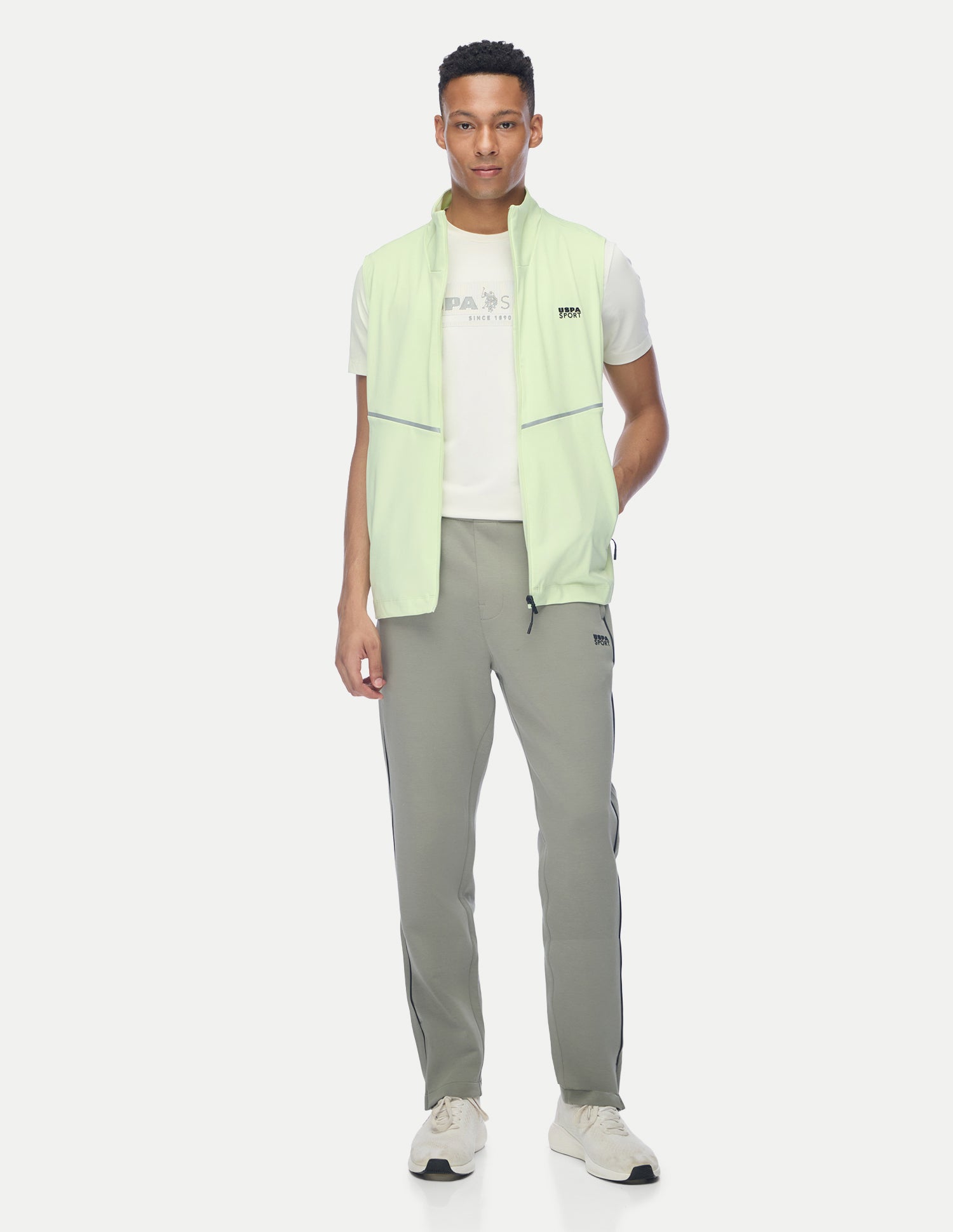 Solid Regular Fit Active Jacket Lime-Green - U.S. Polo Assn. India | Large