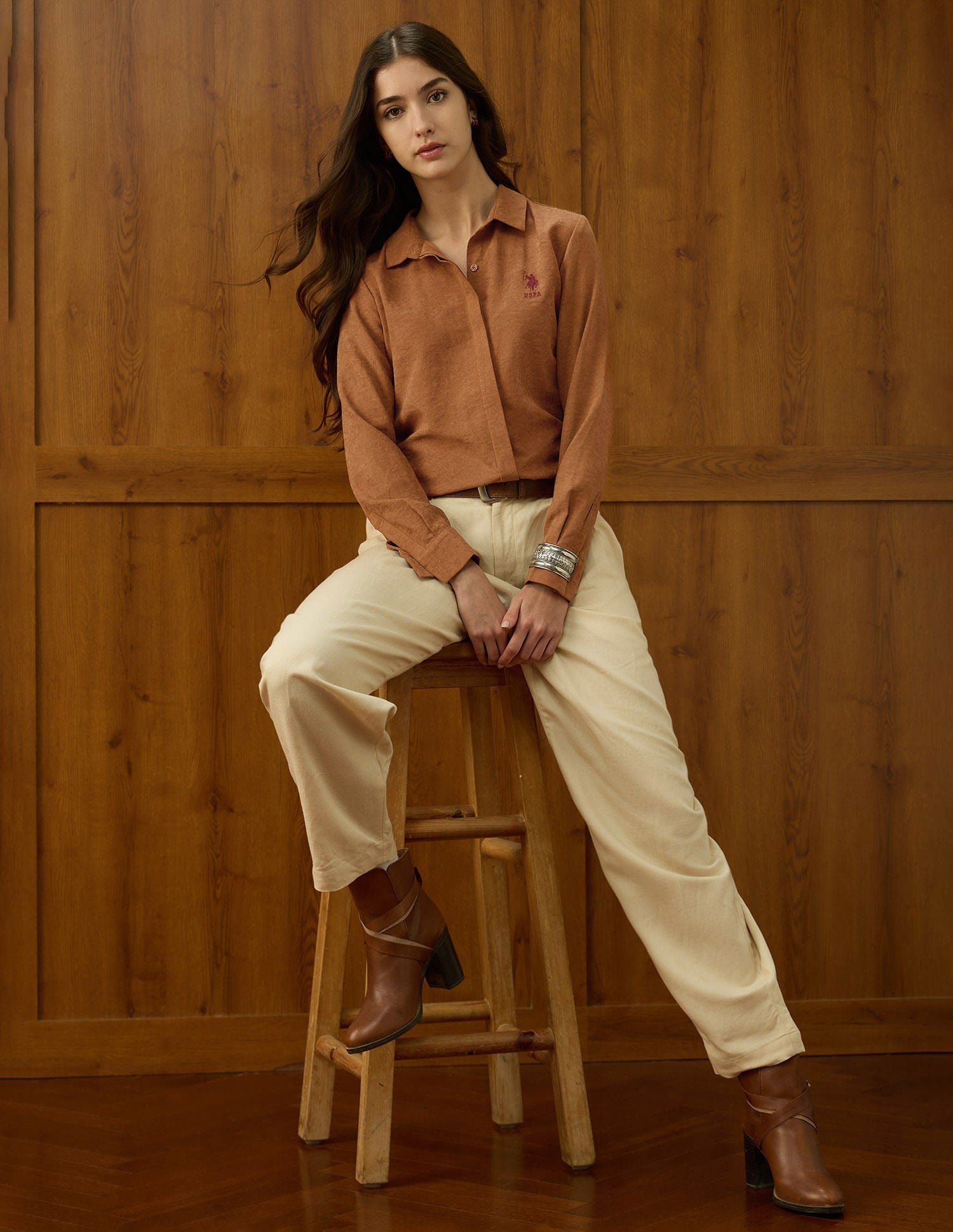 Regular Fit Solid Shirt Brown - U.S. POLO ASSN. | Large