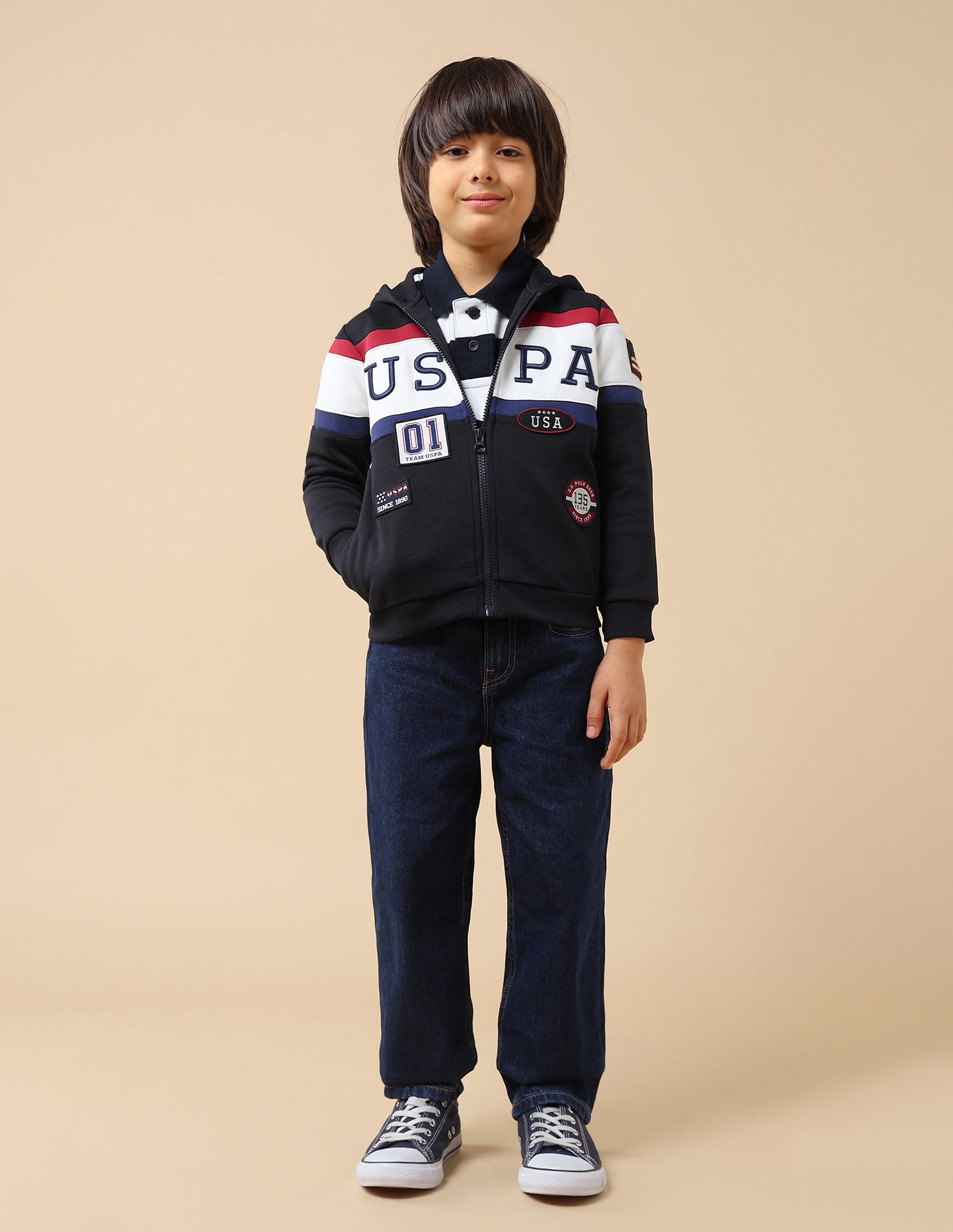 Boys Brand Appliqued Regular Fit Sweatshirt Navy - U.S. POLO ASSN. | Large