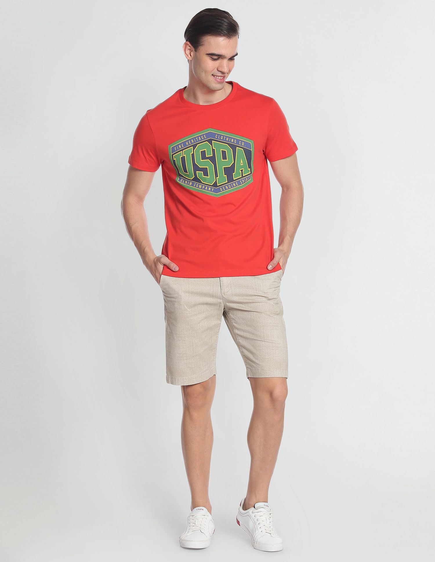 Cotton Slim Fit T-Shirt Red - U.S. Polo Assn. India | Large