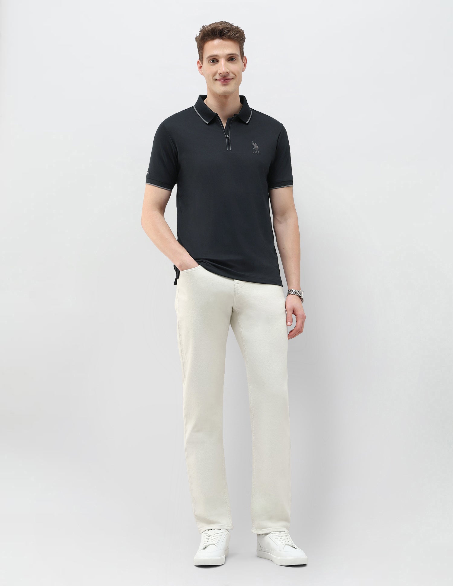 Black & Gold Slim Fit Polo Shirt Black - U.S. Polo Assn. India | Large
