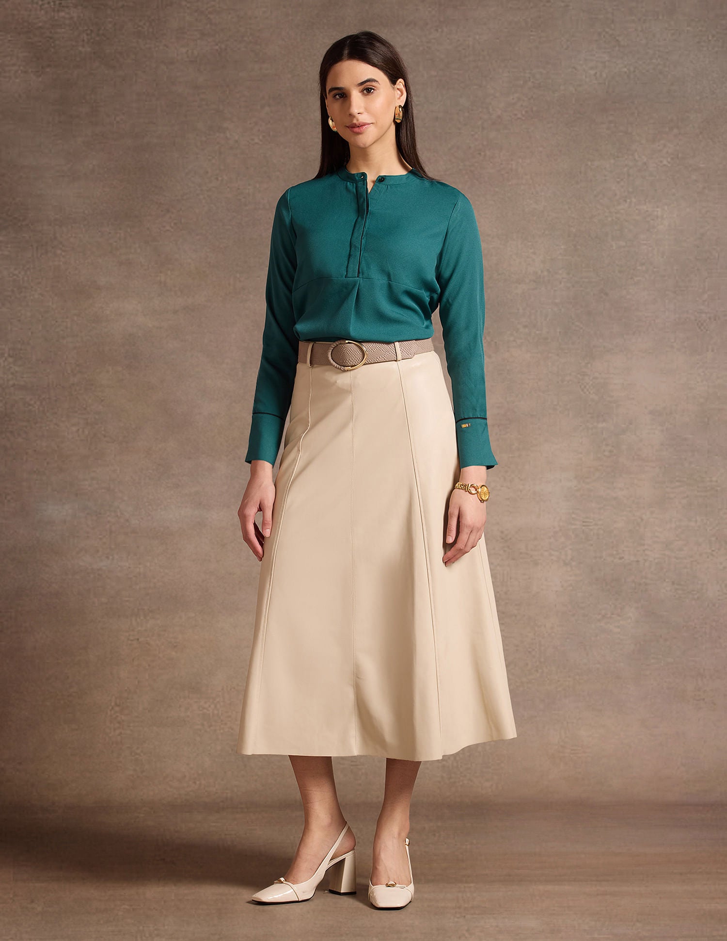 Mandarin Collar Tipped Placket Top Teal - U.S. Polo Assn. India | Large