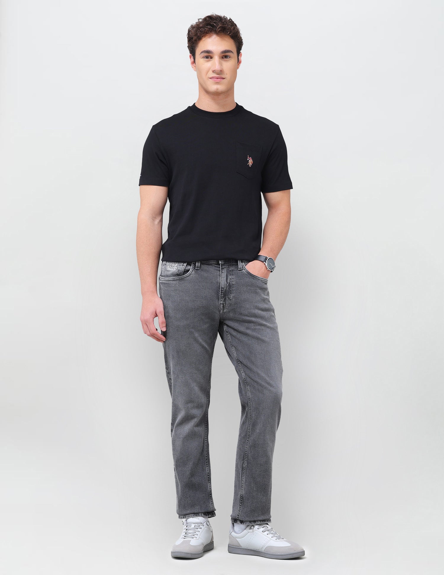 Harold Slim Straight Fit Grey Jeans Grey - U.S. Polo Assn. India | Large