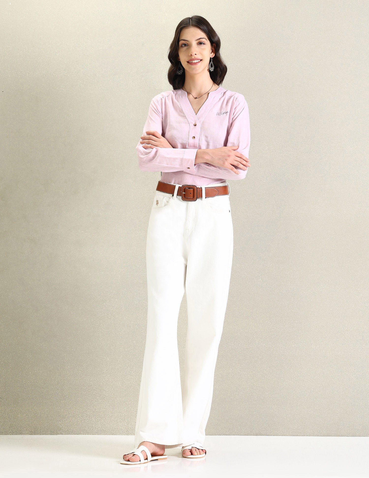 Solid Linen Tunic Top Lavender - U.S. POLO ASSN. | Large