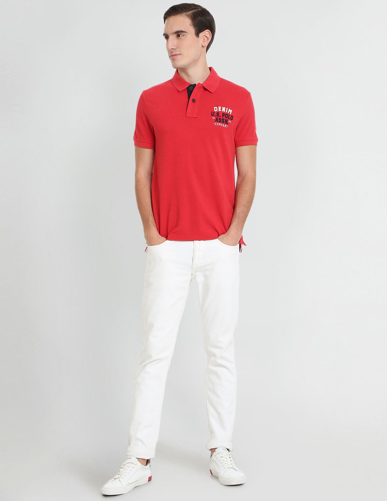 Heathered Appliqued Polo Shirt Red - U.S. Polo Assn. India | Large