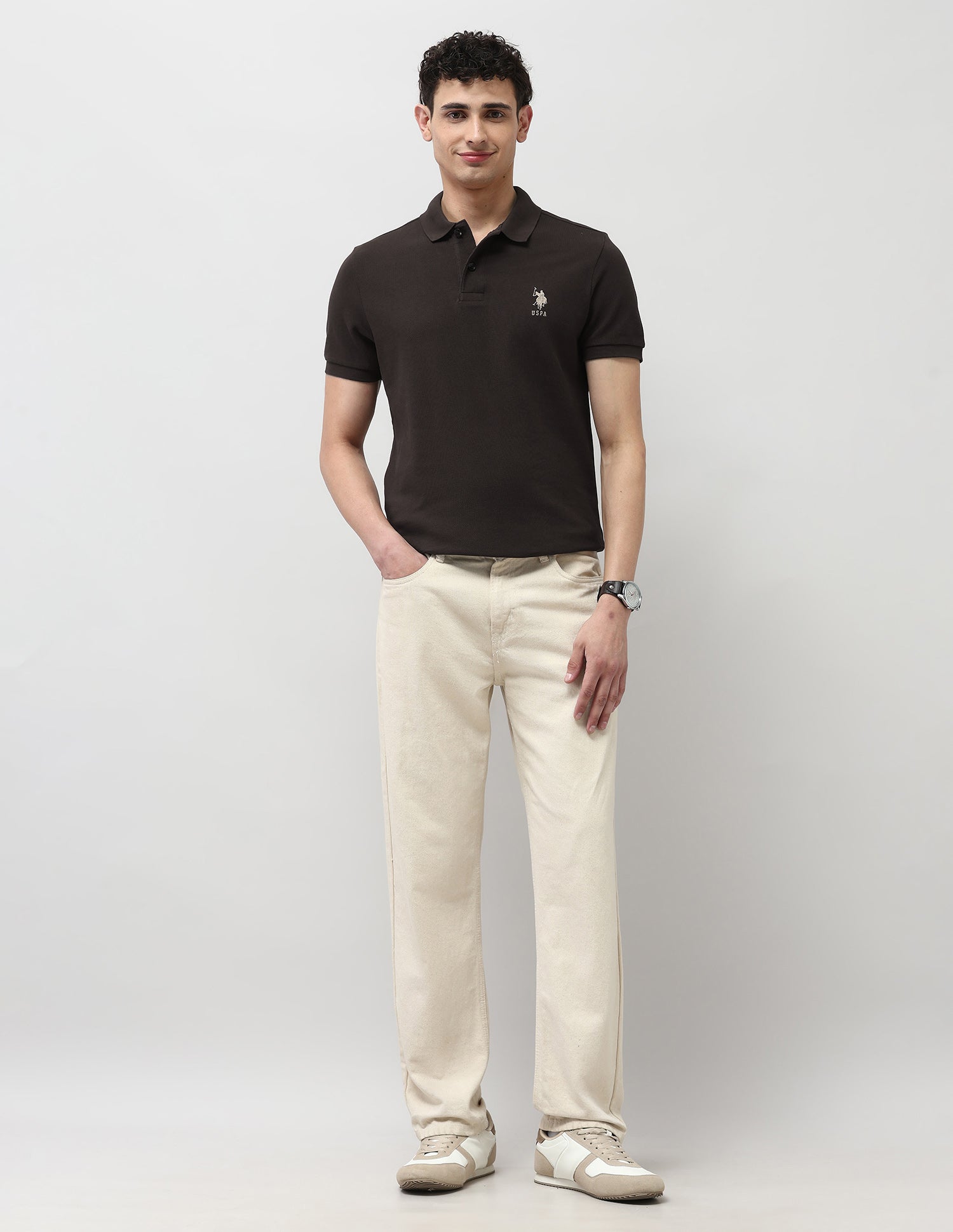 Brand Embroidered Muscle Fit Polo Shirt Dark Brown - U.S. POLO ASSN. | Large