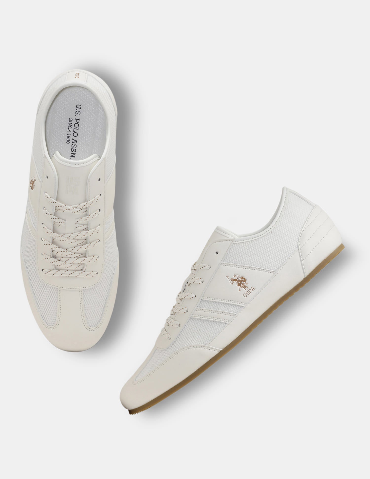 Round Toe Lace Ups Streak Sneakers White - U.S. Polo Assn. India | Large