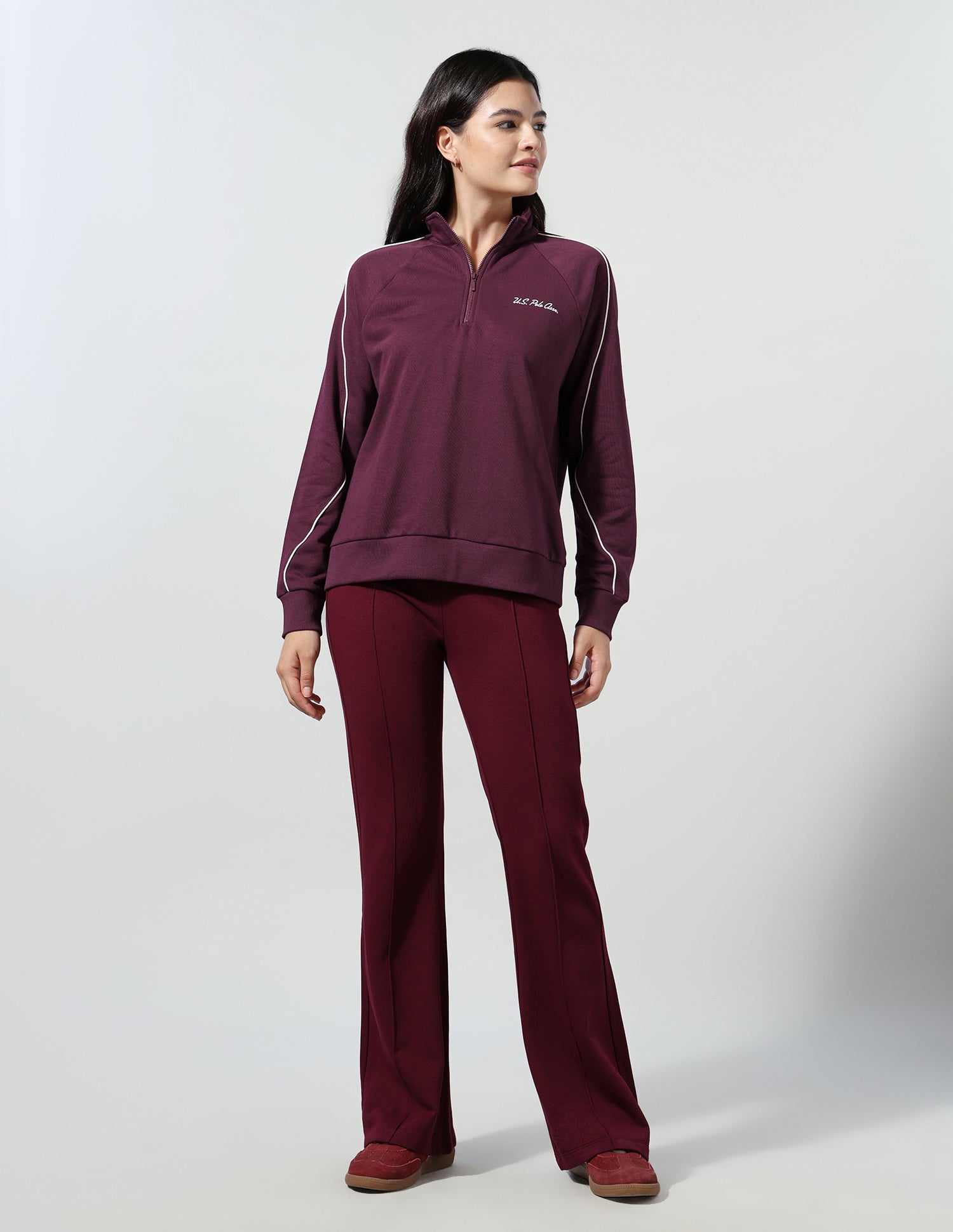 Solid Regular Fit Sweatshirt Wine - U.S. Polo Assn. India | Large