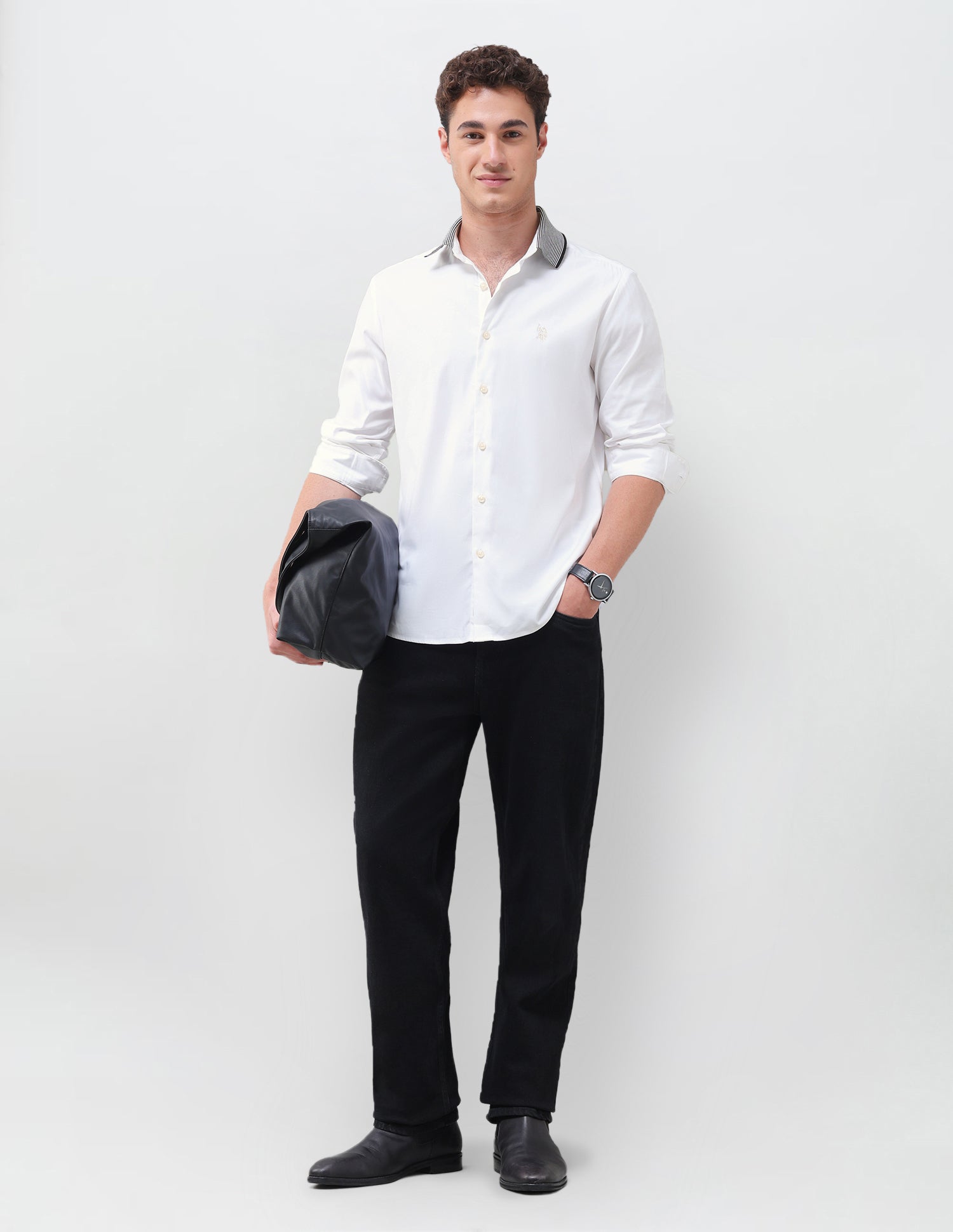 Dobby Weave Regular Fit Shirt White - U.S. Polo Assn. India | Large