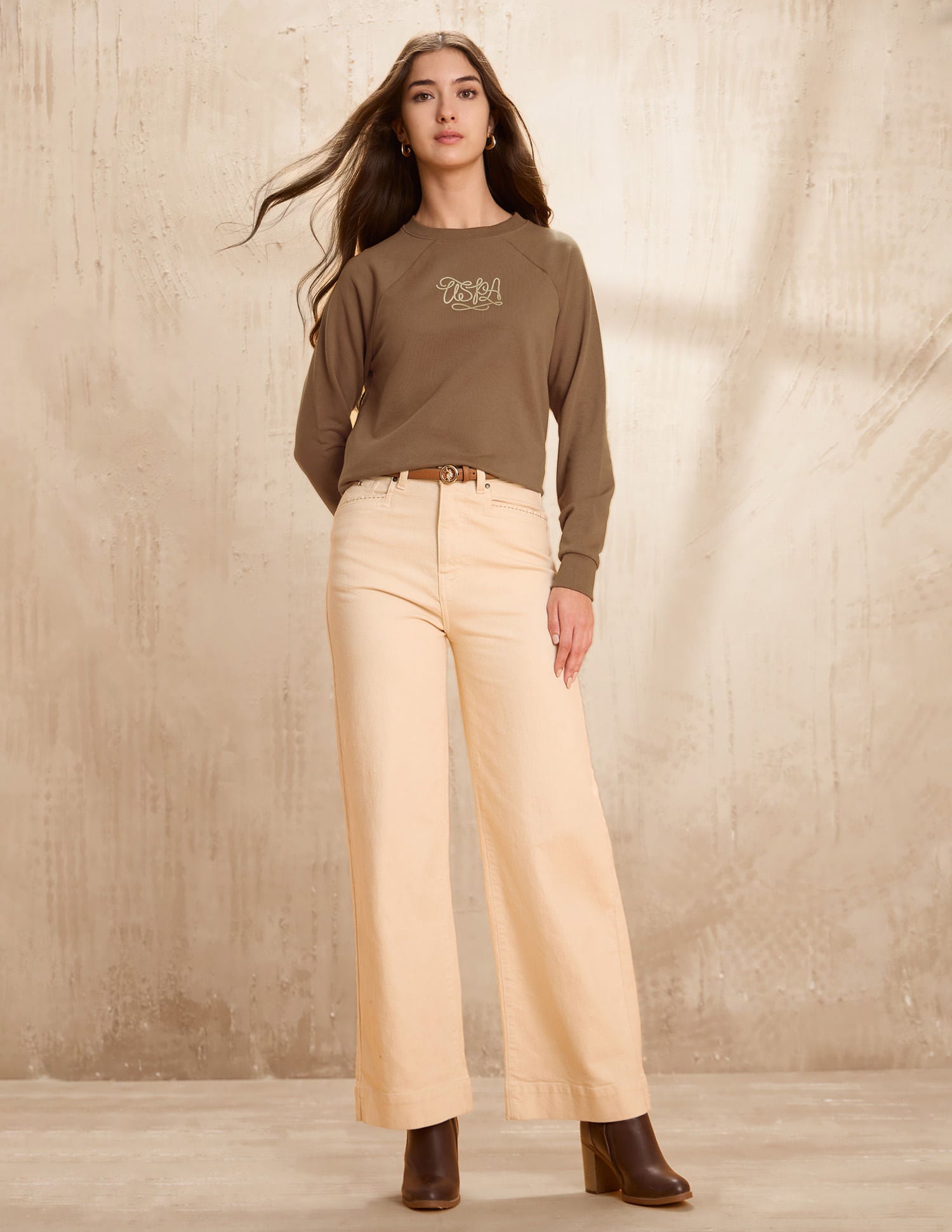 Raglan Fit Brand Printed Sweatshirt Brown - U.S. POLO ASSN. | Large