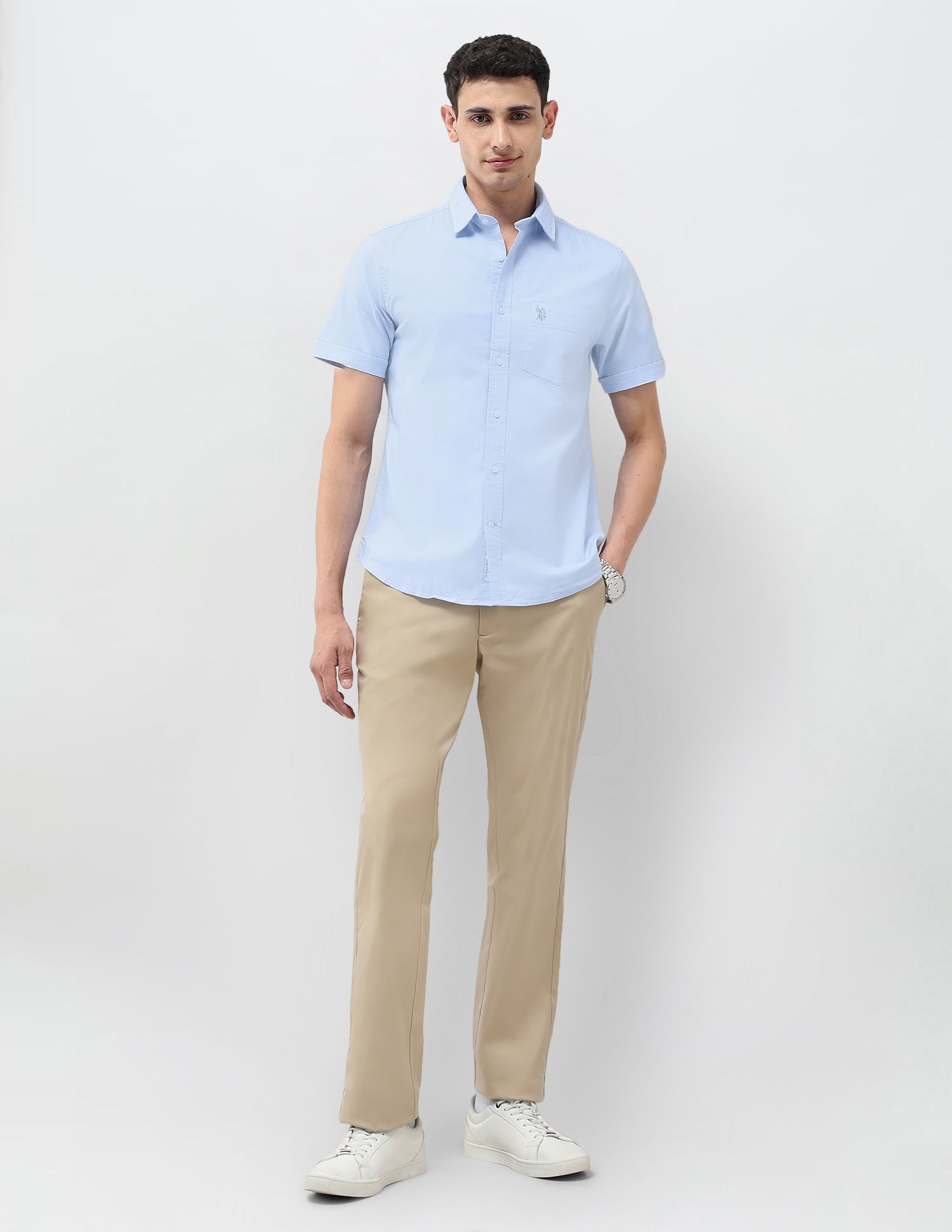 Tailored Fit Oxford Shirt Light Blue - U.S. Polo Assn. India | Large