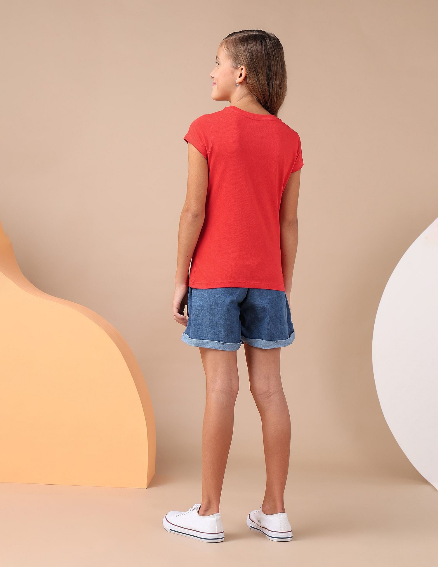 Girls Bow Print Regular Fit T-Shirt Red - U.S. POLO ASSN. | Large