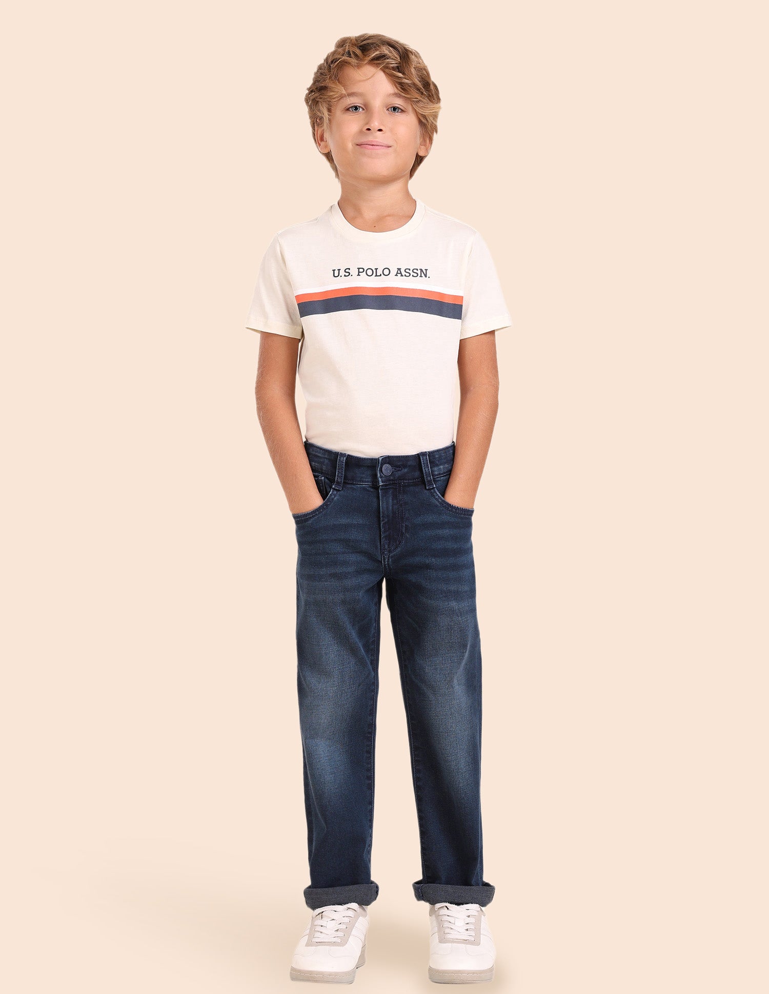 Boys Whiskered Relaxed Fit Jeans Dark Blue - U.S. POLO ASSN. | Large