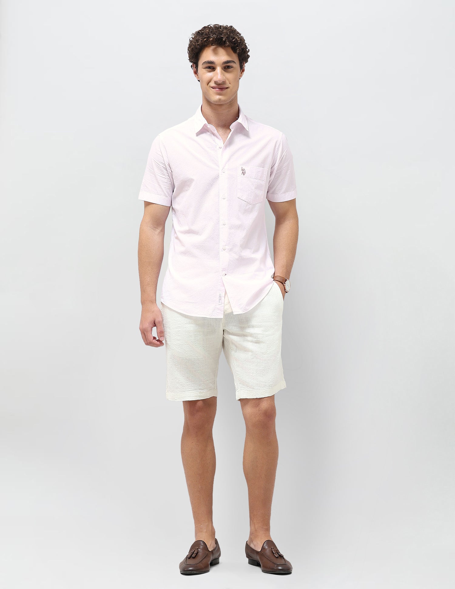 Pinstriped Seersucker Shirt Pink - U.S. Polo Assn. India | Large