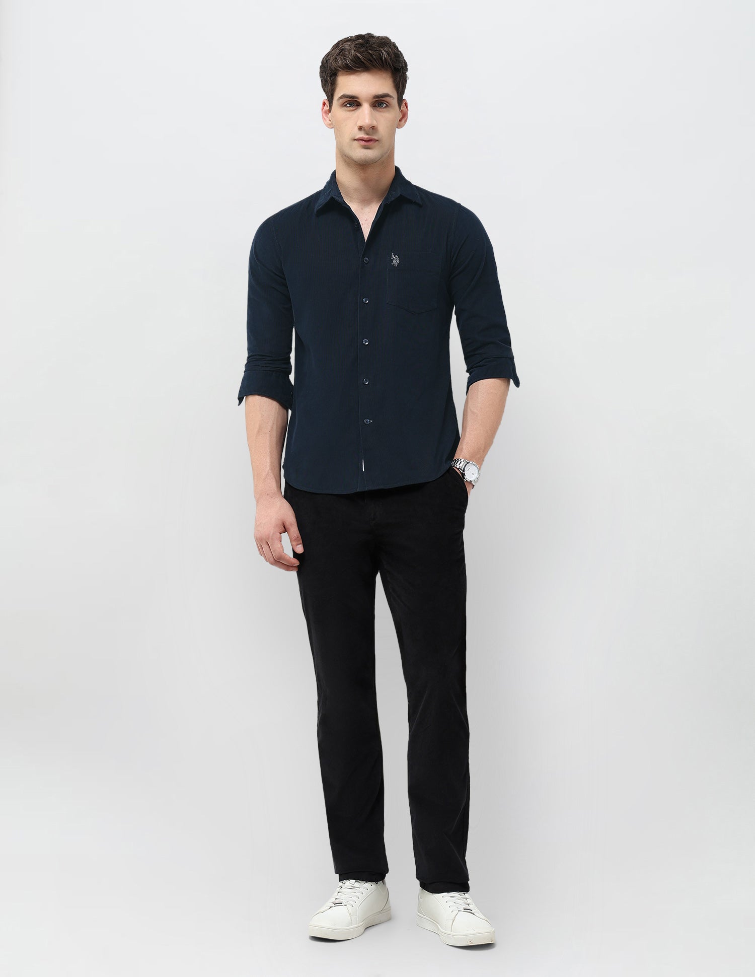 Tailored Fit Corduroy Shirt Navy - U.S. POLO ASSN. | Large