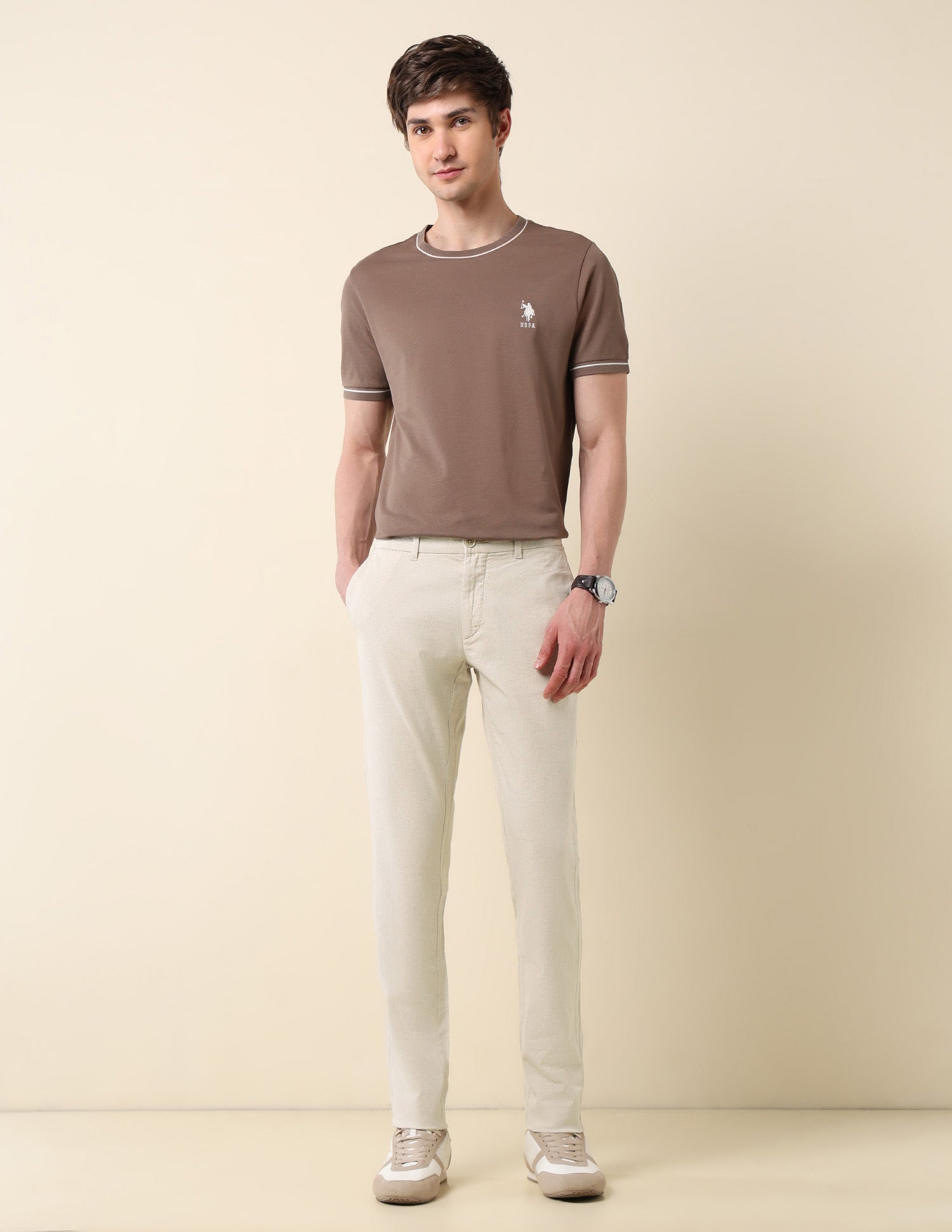 Austin Slim Fit Satin Trousers Grey - U.S. Polo Assn. India | Large