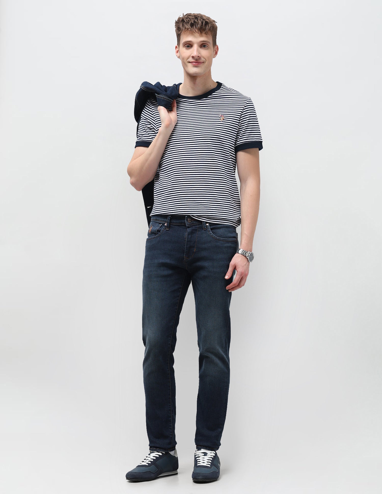 Brandon Slim Tapered Fit Blue Jeans Tinted Blue - U.S. Polo Assn. India | Large