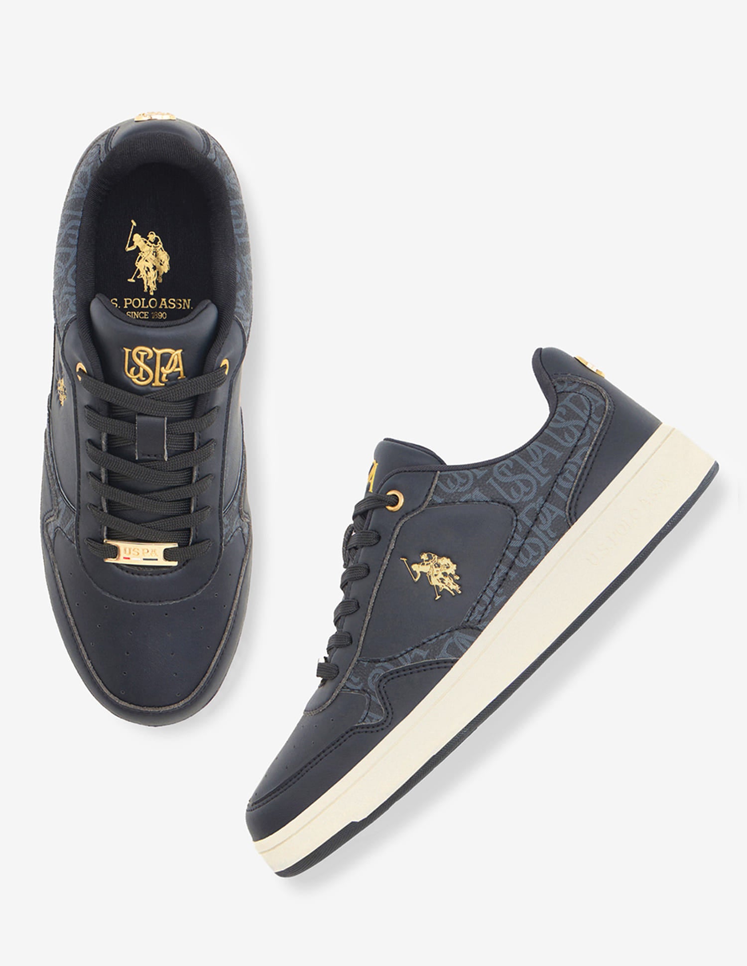 Ira Monogram Printed Sneakers Black - U.S. Polo Assn. India | Large